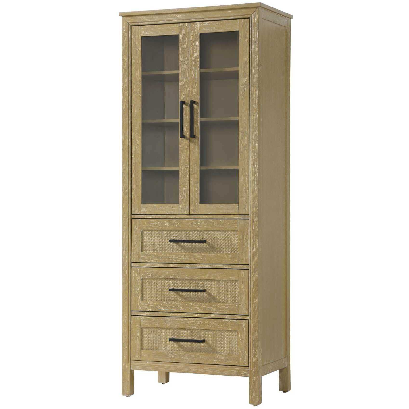Alina Linen Oak Bathroom Storage Cabinet