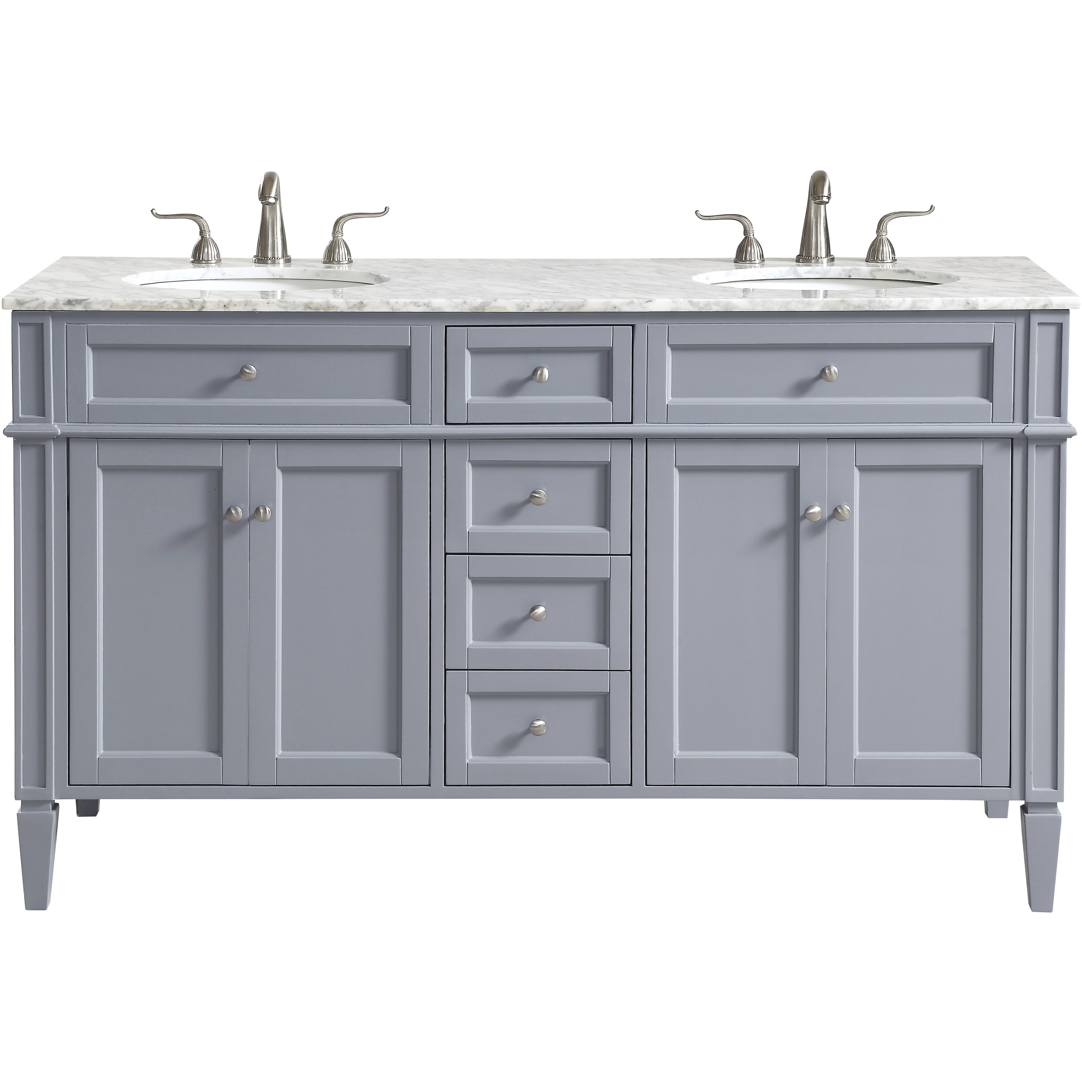 Park Avenue 60 X 35 inch Grey with Carrara White Marble Vanity Set in Gray