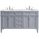 Park Avenue 60 X 35 inch Grey with Carrara White Marble Vanity Set in Gray