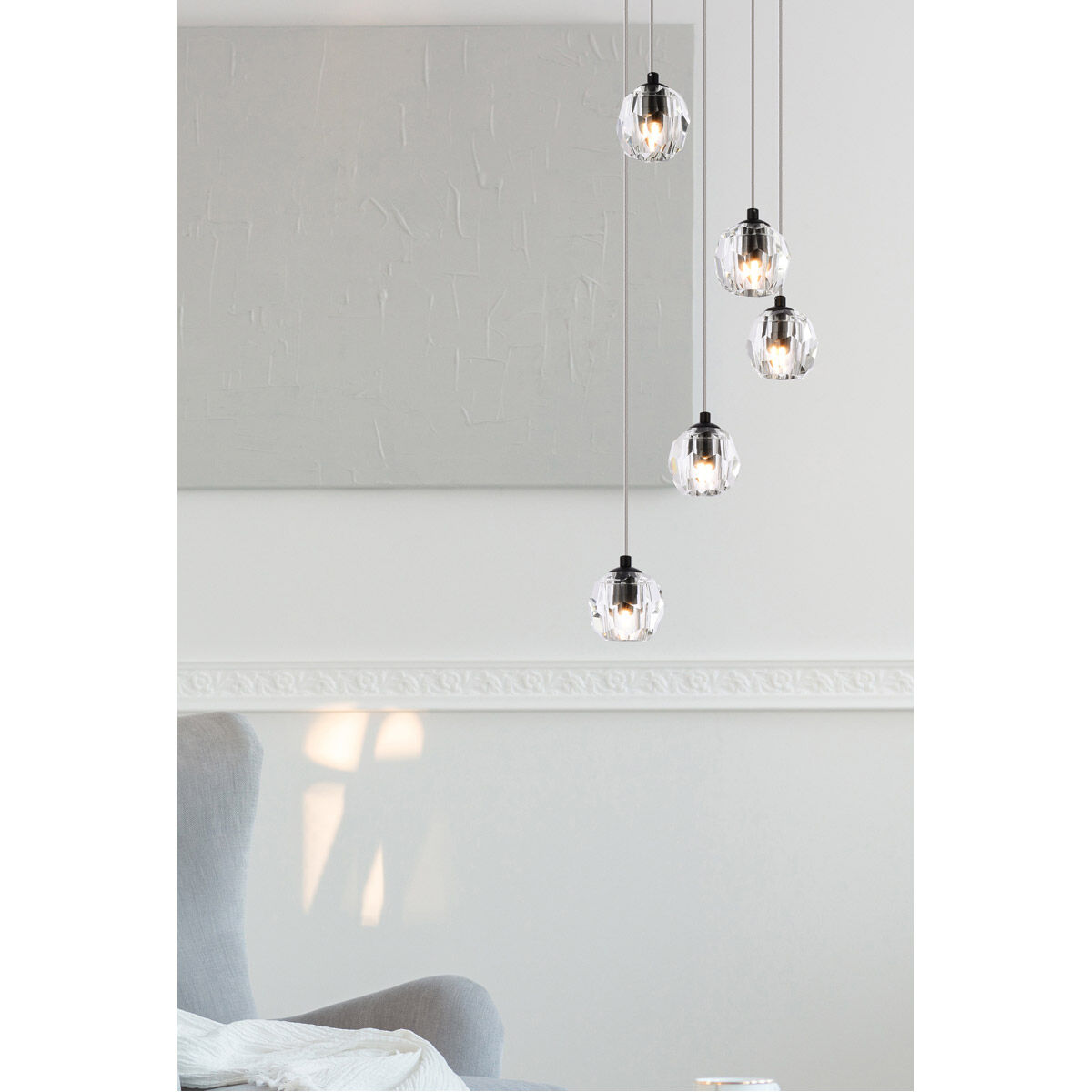 Eren 5 Light 12 inch Black Pendant Ceiling Light