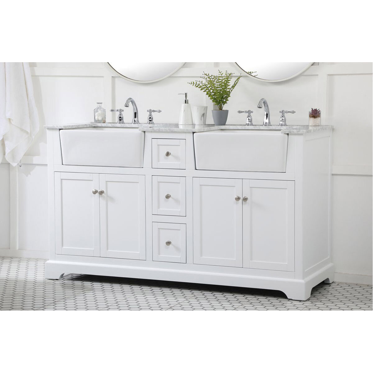 Franklin 60 X 22 X 34.75 inch White Bathroom Vanity Cabinet