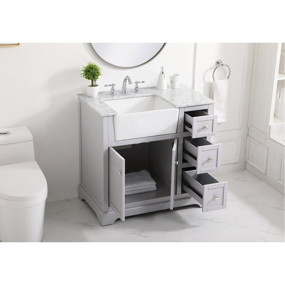 Franklin 36 X 22 X 34.75 inch Grey Bathroom Vanity Cabinet