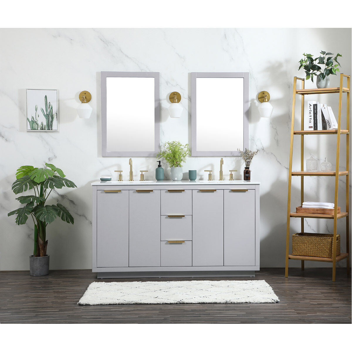 Blake 60 X 22 X 34 inch Grey Vanity Sink Set