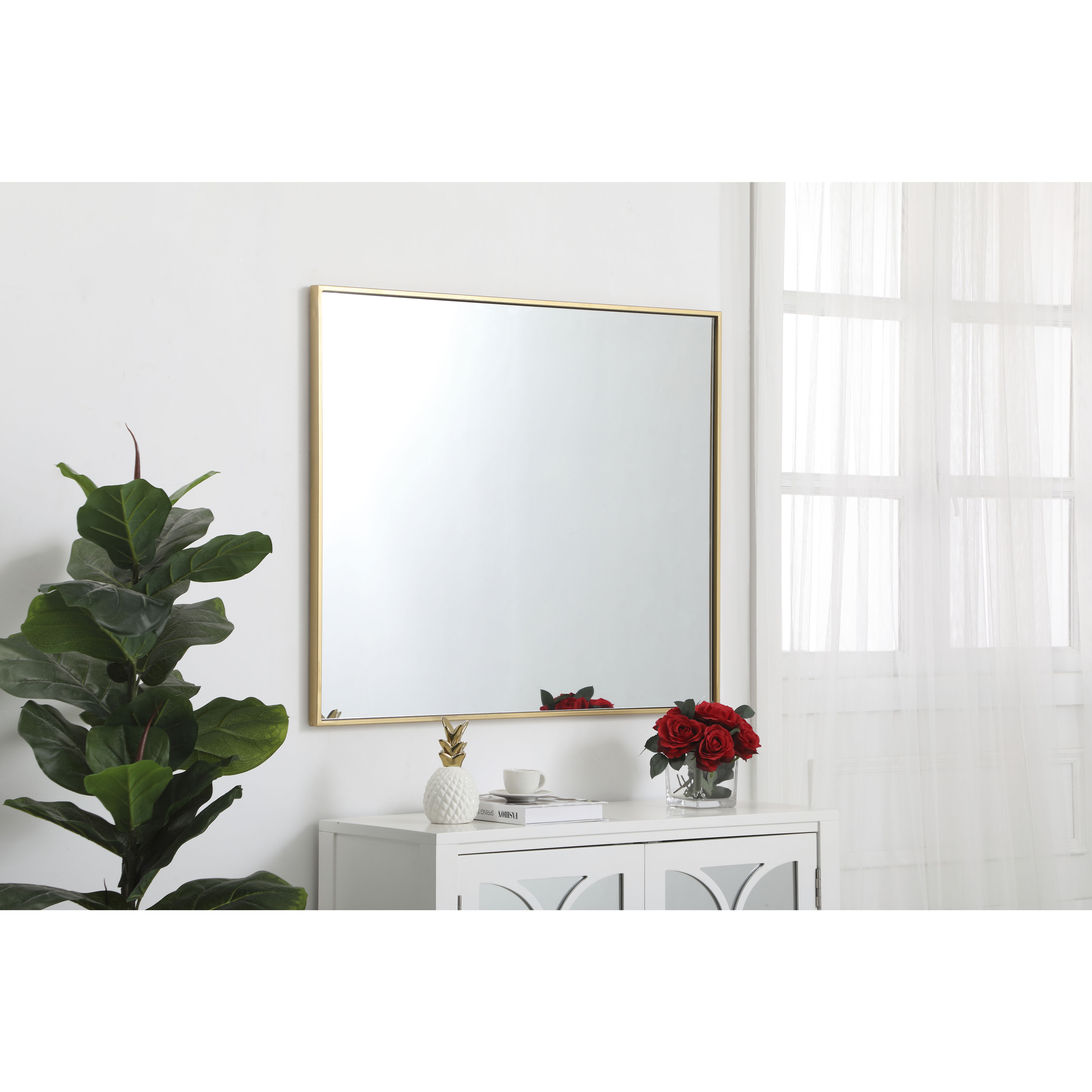Monet 36 X 30 inch Brass Wall Mirror