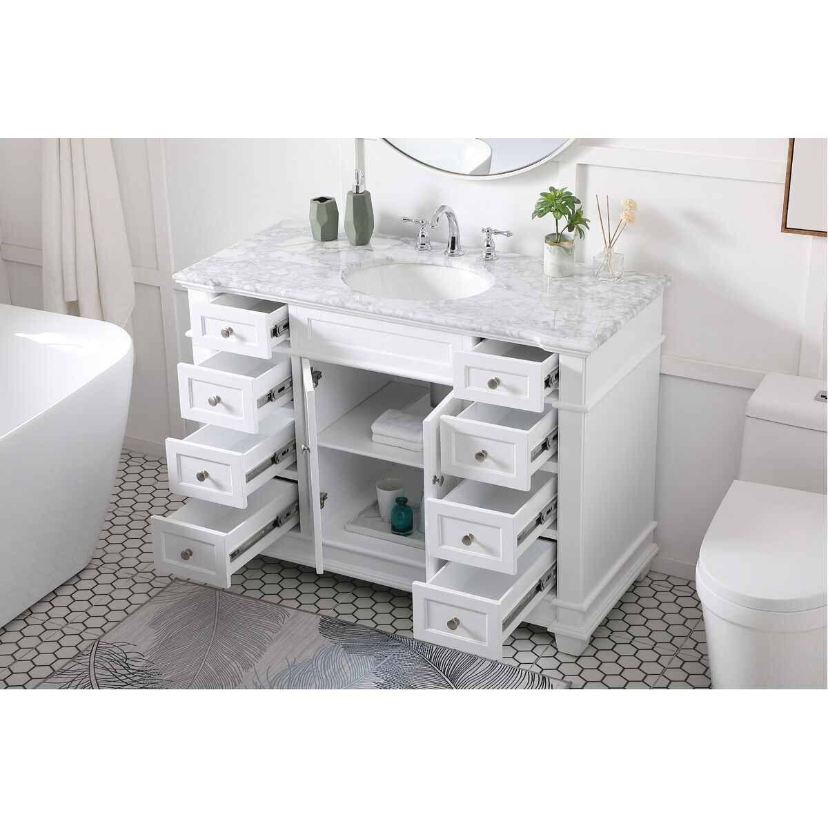 Wesley 48 X 22 X 35 inch White Vanity Sink Set