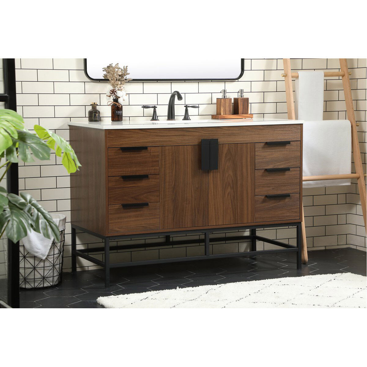 Eugene 48 X 22 X 34 inch Walnut Vanity Sink Set