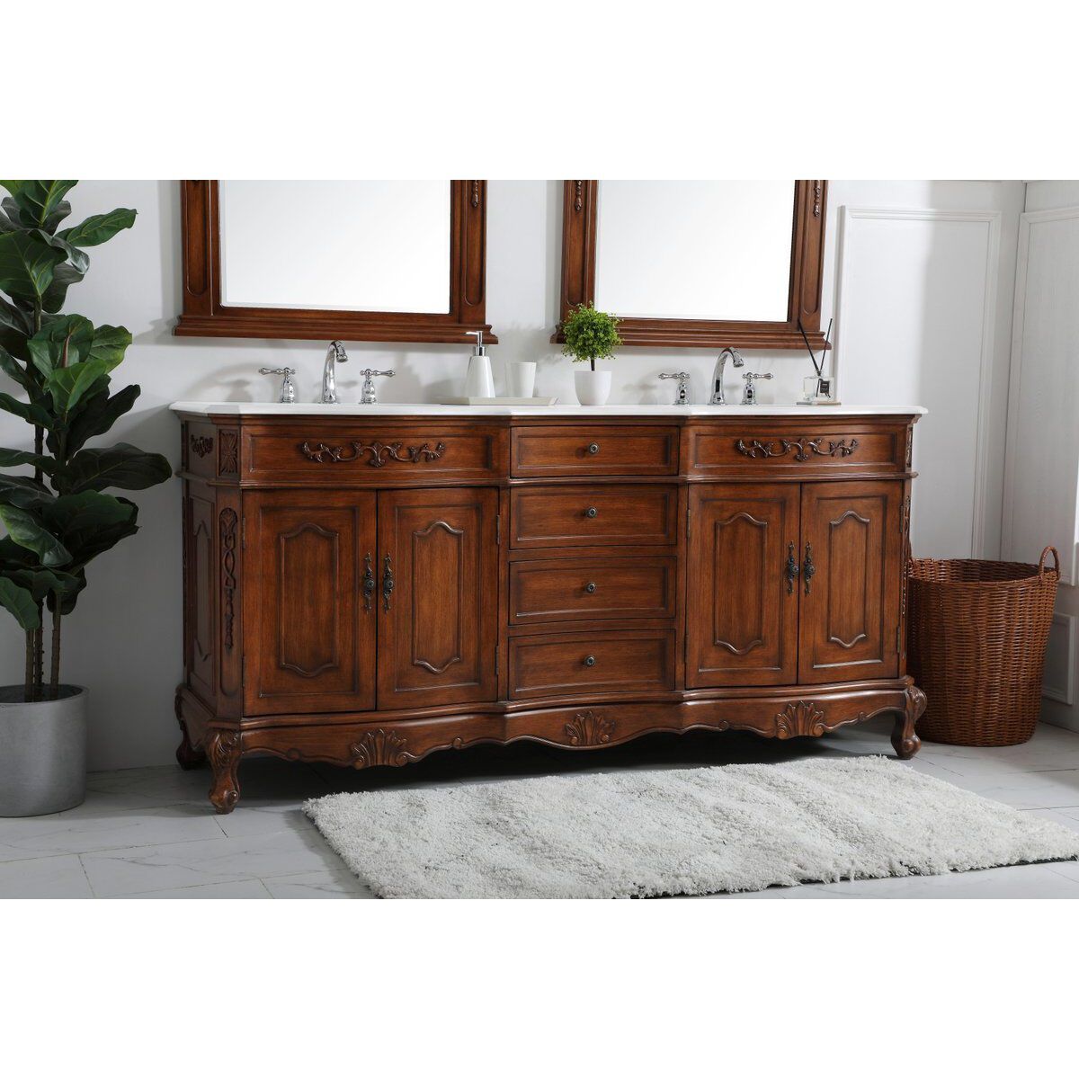 Danville 72 X 21 X 36 inch Teak Vanity Sink Set