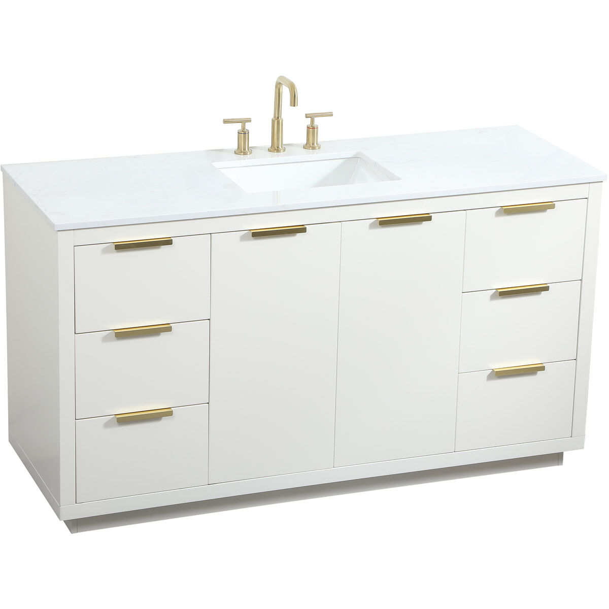 Blake 60 X 22 X 34 inch White Vanity Sink Set in 1