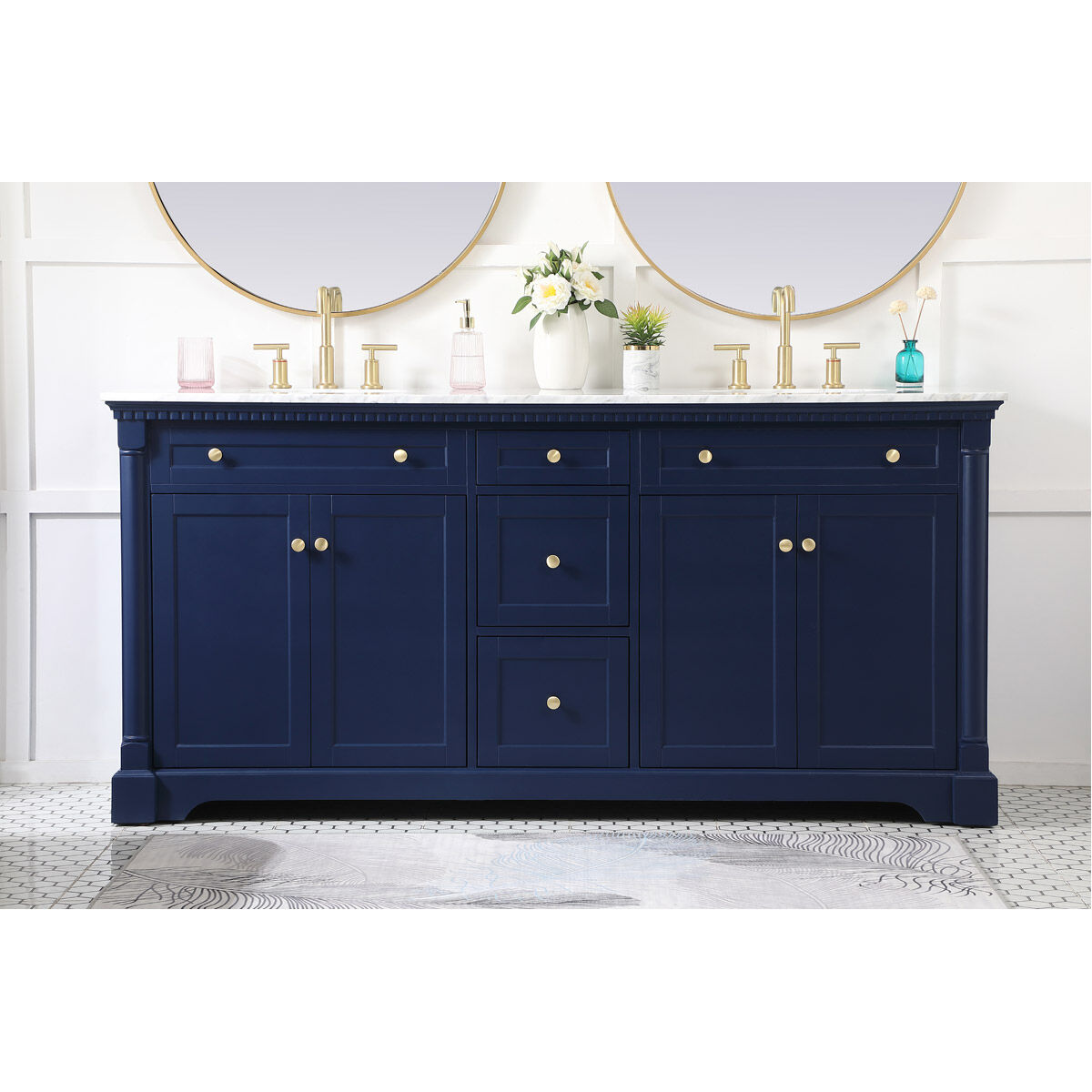 Clarence 72 X 21.5 X 35 inch Blue Vanity Sink Set