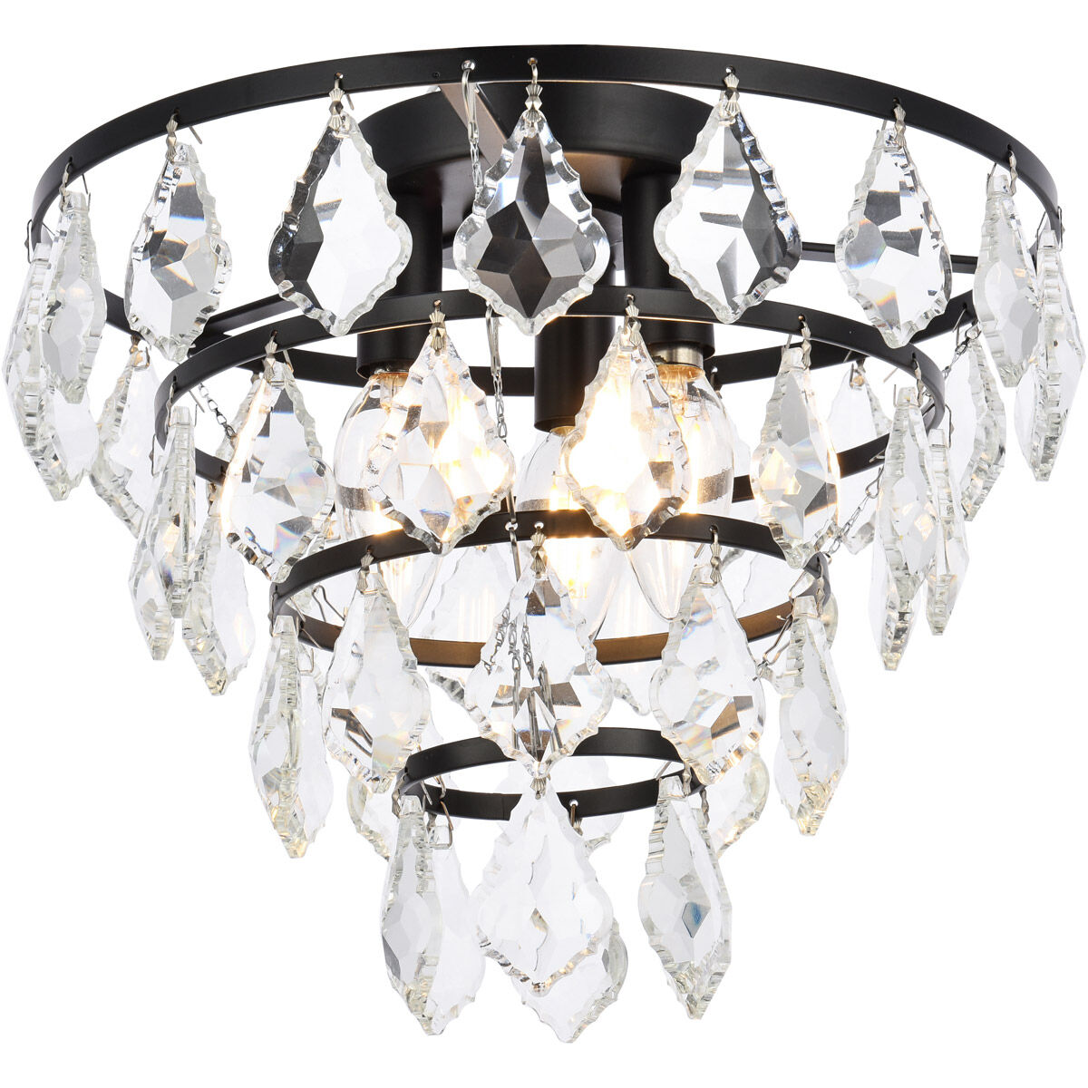 Ella 3 Light 12 inch Black Flush Mount Ceiling Light