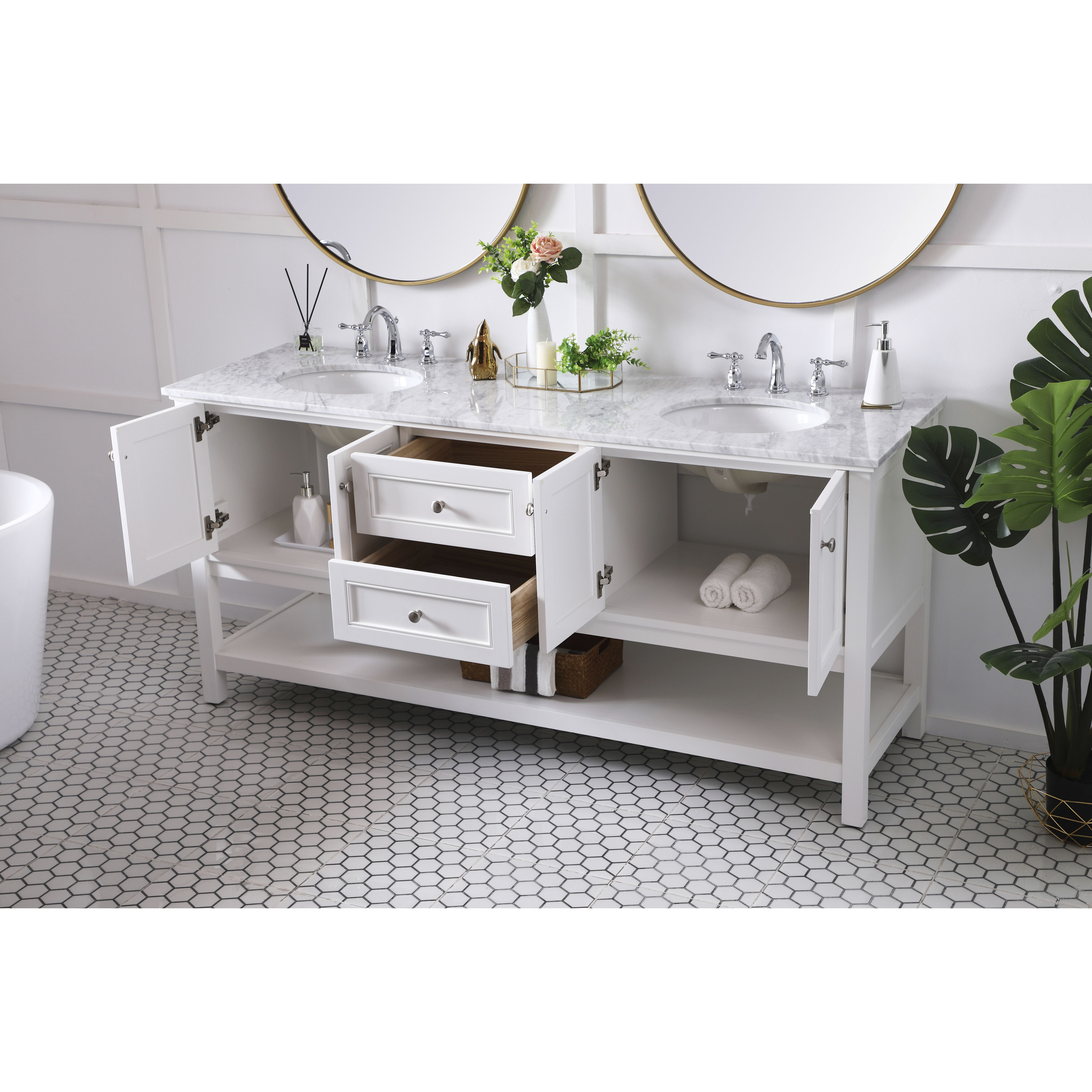 Metropolis 72 X 22 X 33.75 inch White Vanity Sink Set