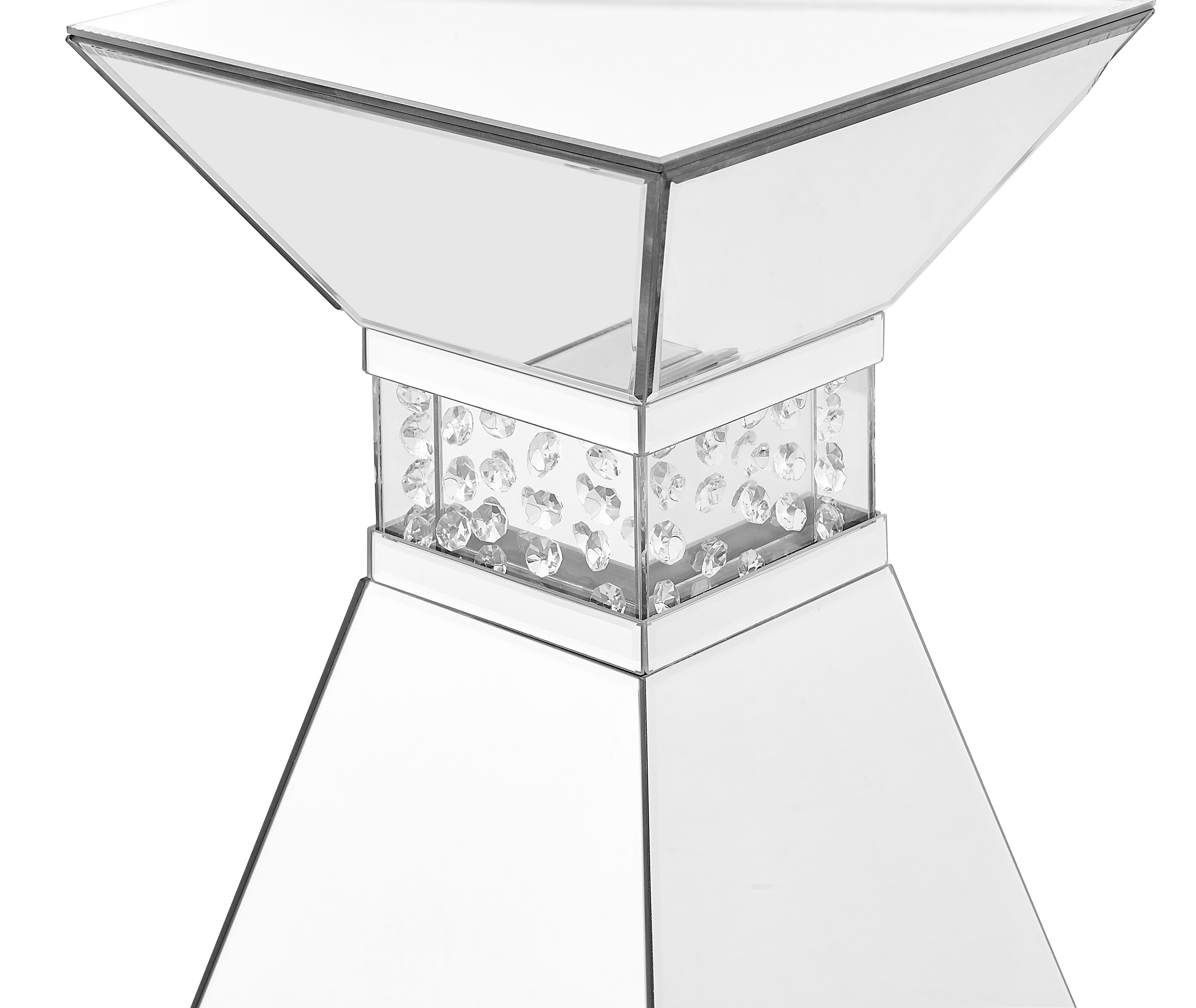 Modern 20 X 12 inch Clear Mirror and Crystal End Table 