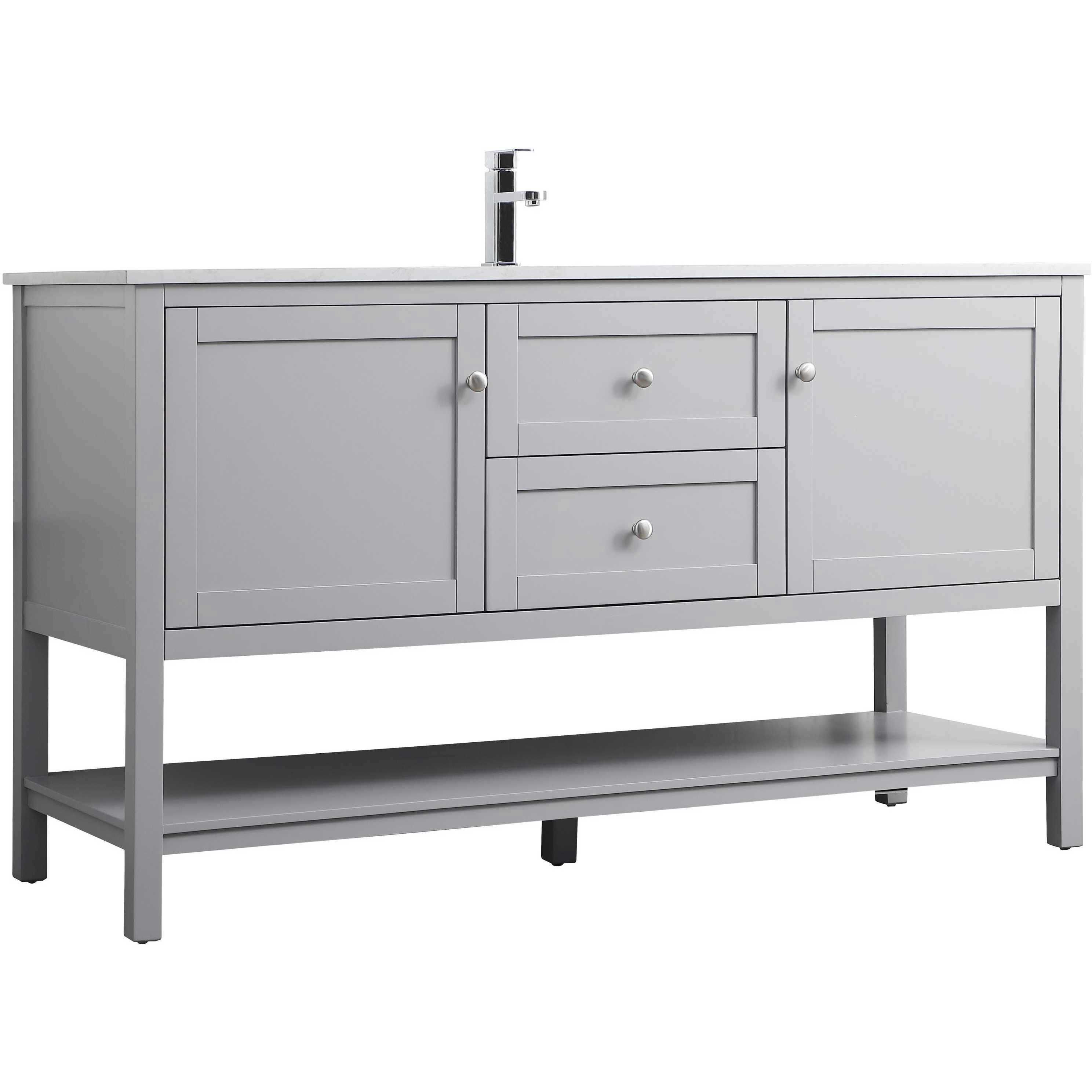 Heath 60 X 21.5 X 35 inch Grey Vanity Sink Set
