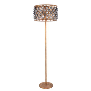 Madison 72 inch 60 watt Golden Iron Floor Lamp Portable Light in Silver Shade, Faceted Royal Cut, Urban Classic