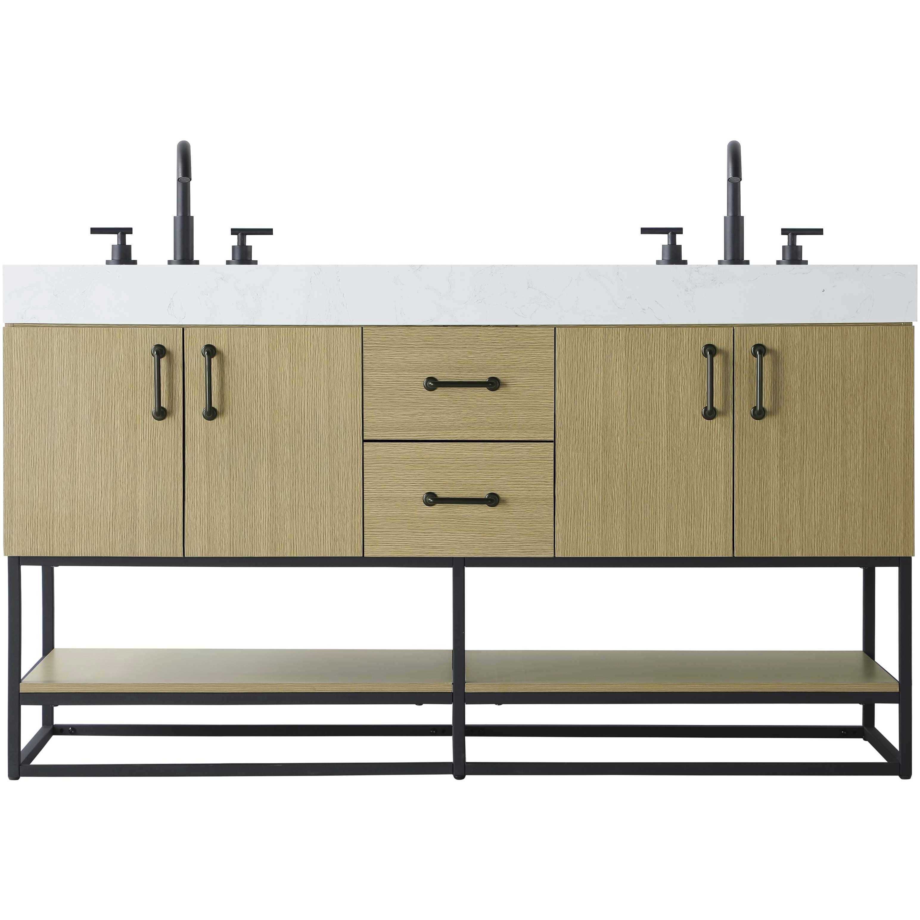 Caroline 60 X 34 inch Honey Brown Bathroom Vanity Cabinet