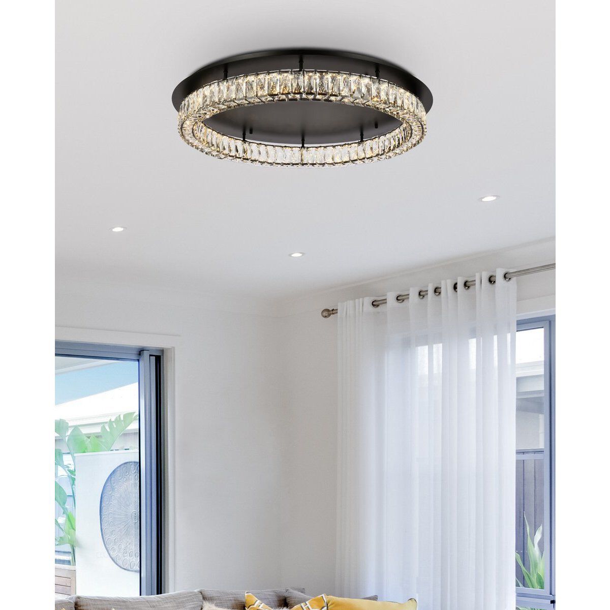 Monroe 1 Light 33 inch Black Flush Mount Ceiling Light