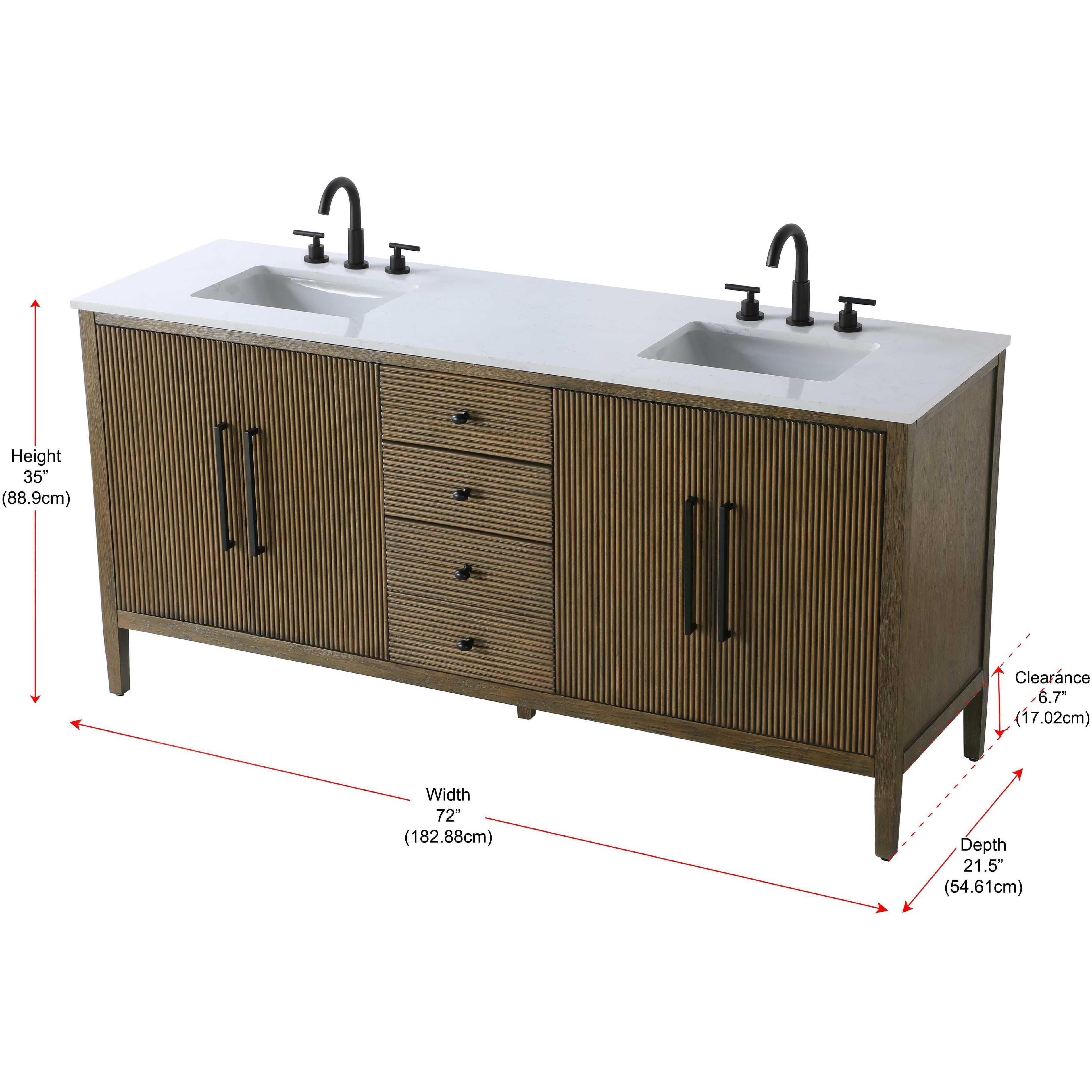Blakely 72 X 34 inch Hazel Oak Bathroom Vanity Cabinet