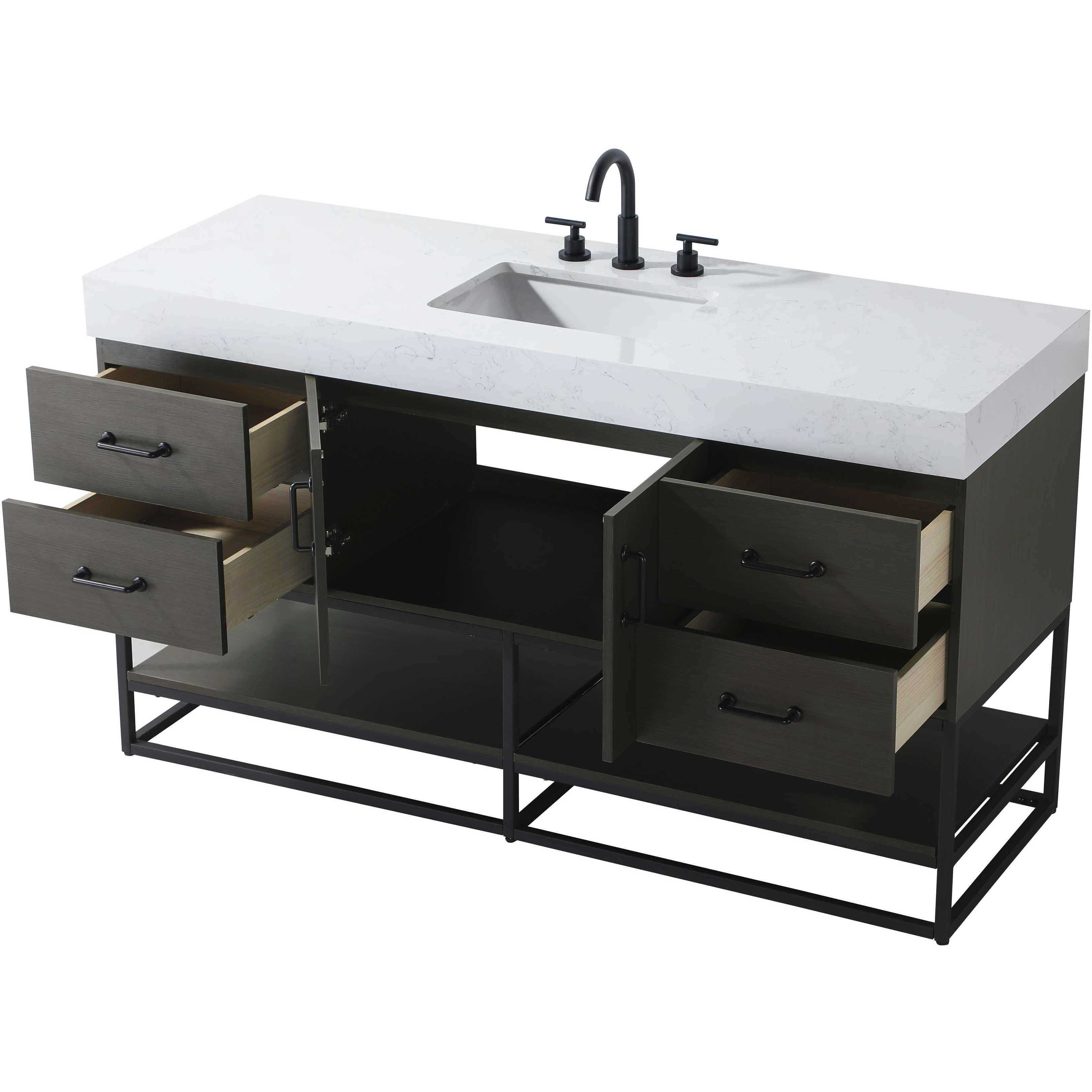 Caroline 60 X 34 inch Mocha Brown Bathroom Vanity Cabinet