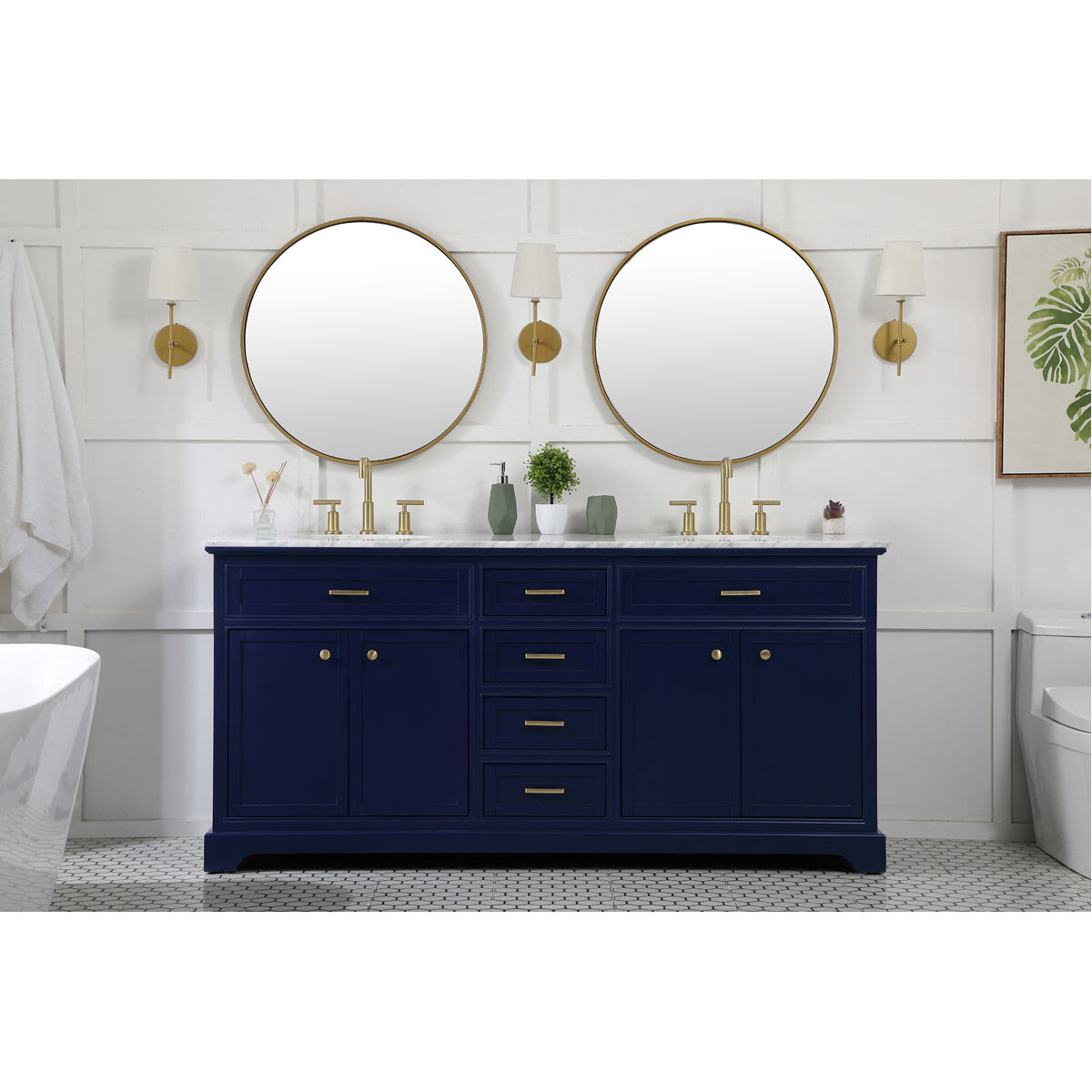Americana 72 X 22 X 35 inch Blue Vanity Sink Set