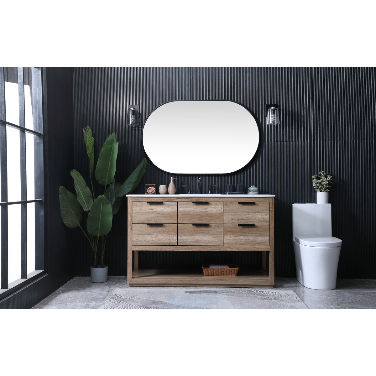 Larkin 54 X 22 X 34 inch Natural Oak Vanity Sink Set