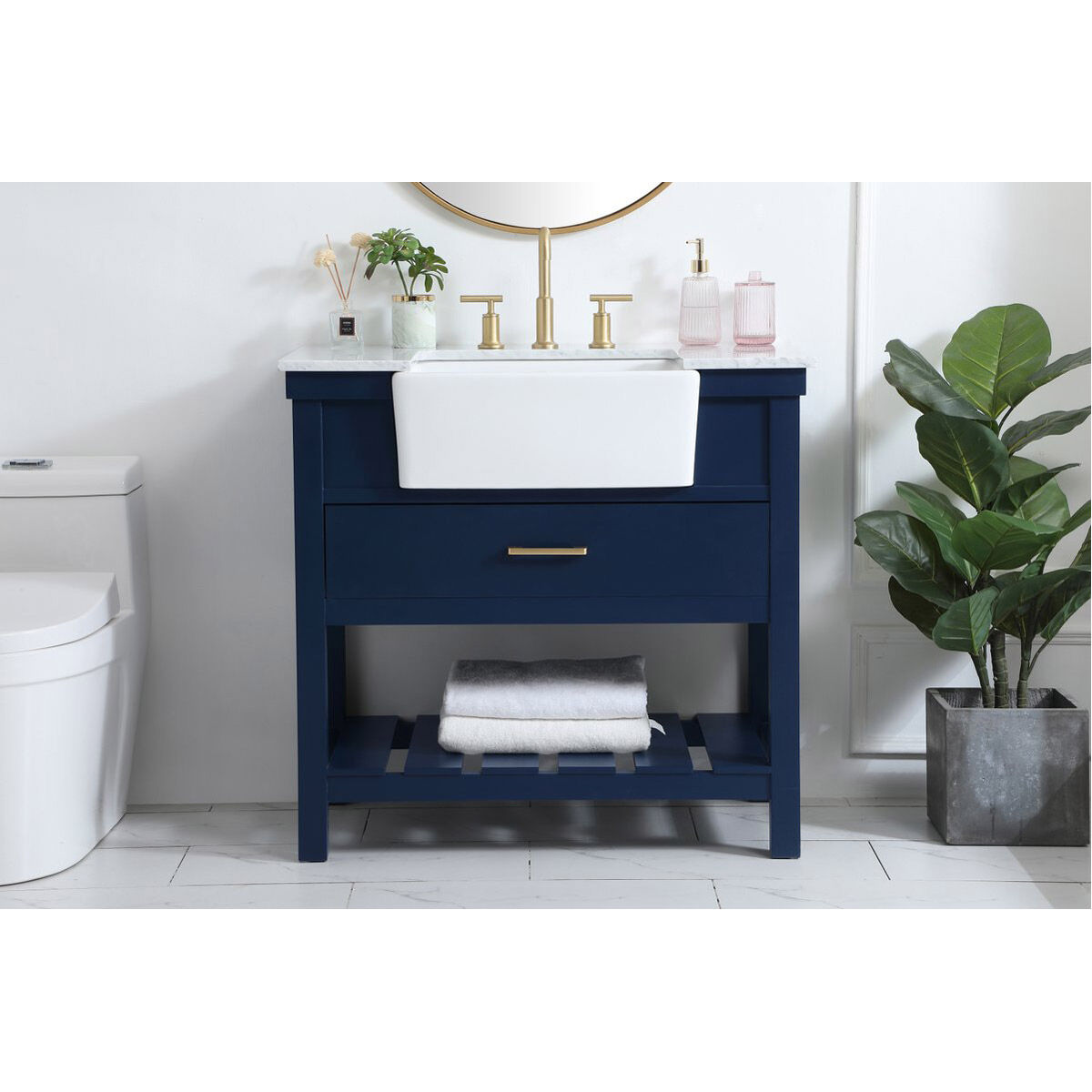 Clement 36 X 22 X 34 inch Blue Bathroom Vanity Cabinet