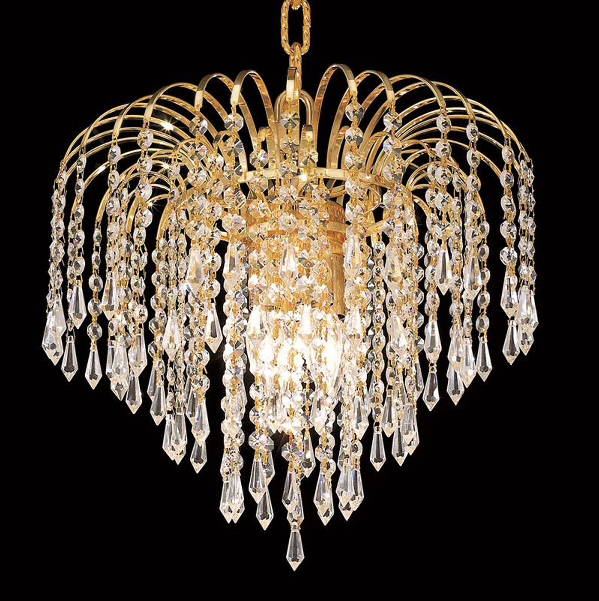 Falls 3 Light 14 inch Gold Pendant Ceiling Light in Royal Cut