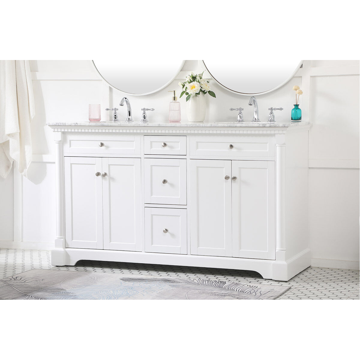 Clarence 60 X 22 X 35 inch White Vanity Sink Set
