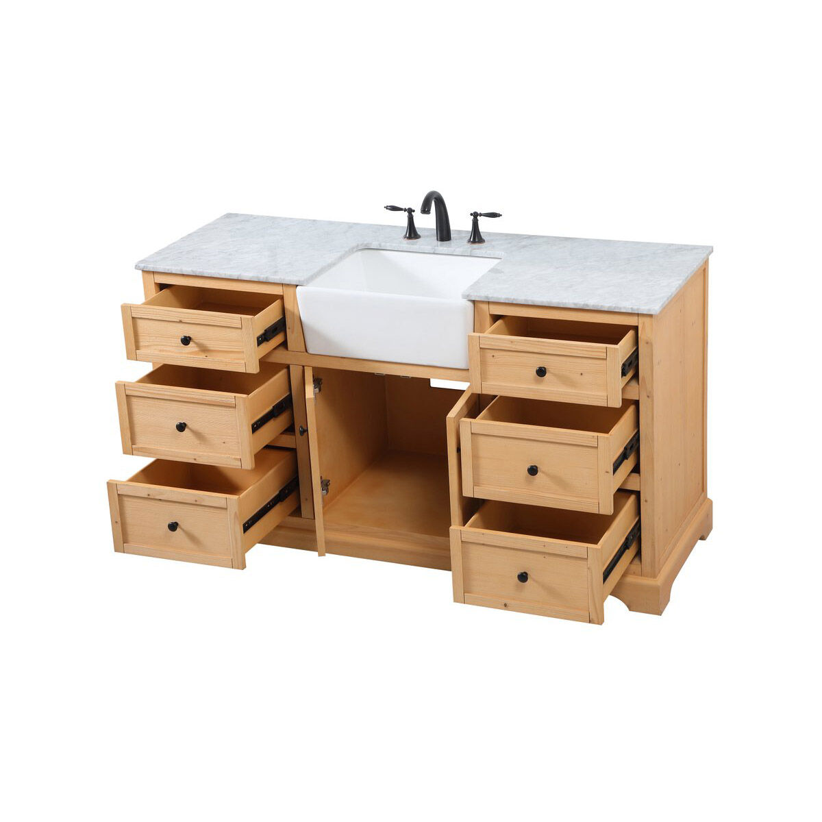 Franklin 60 X 22 X 35 inch Natural Wood Bathroom Vanity Cabinet