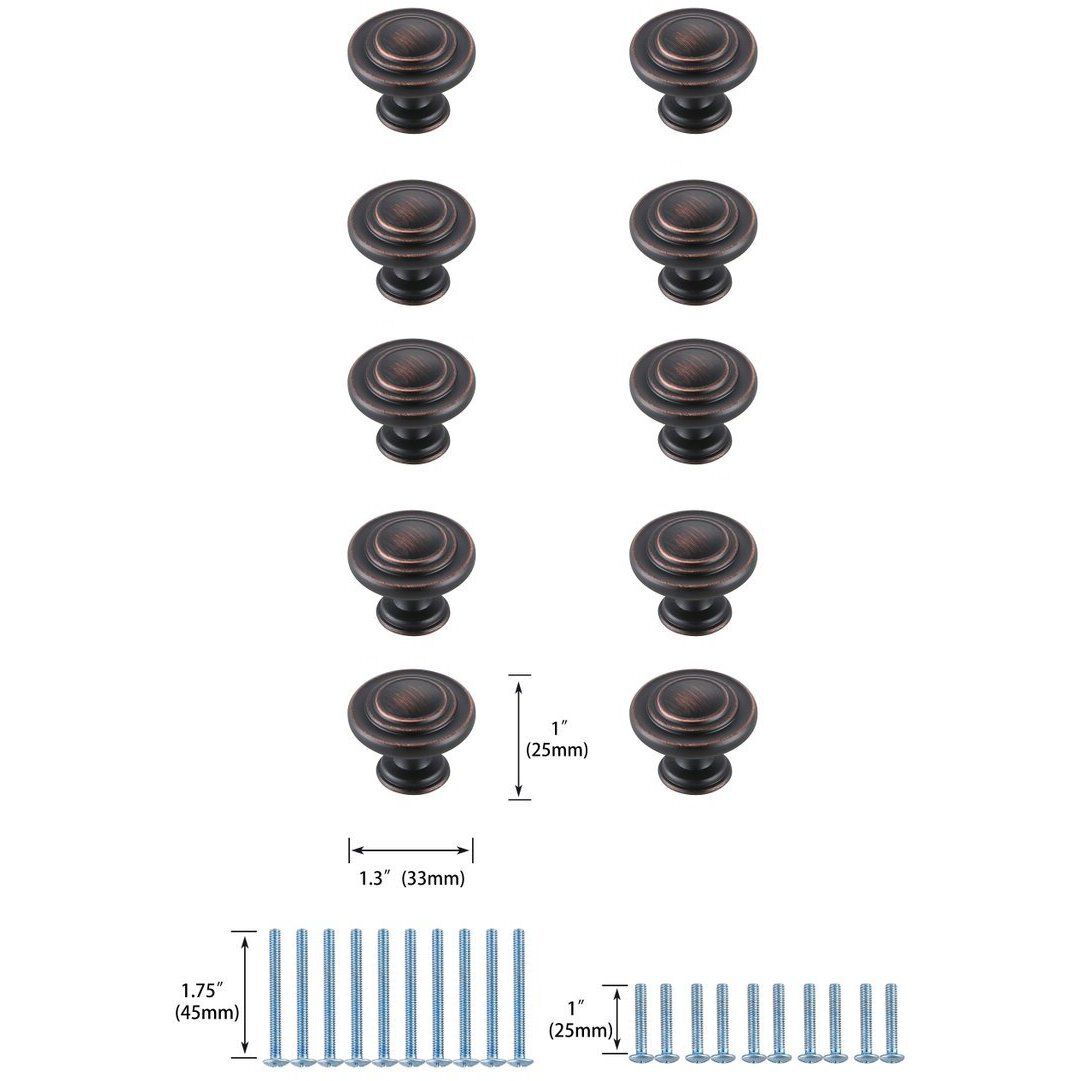 Minu Oil-Rubbed Bronze Hardware Cabinet Knob, Set of 10
