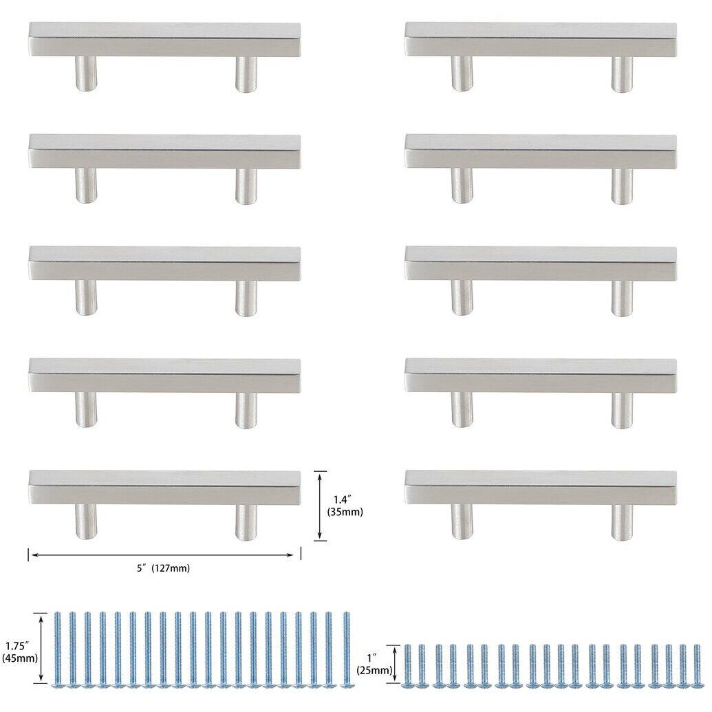 Dior Brushed Nickel Hardware Drawer Pull, Set of 10