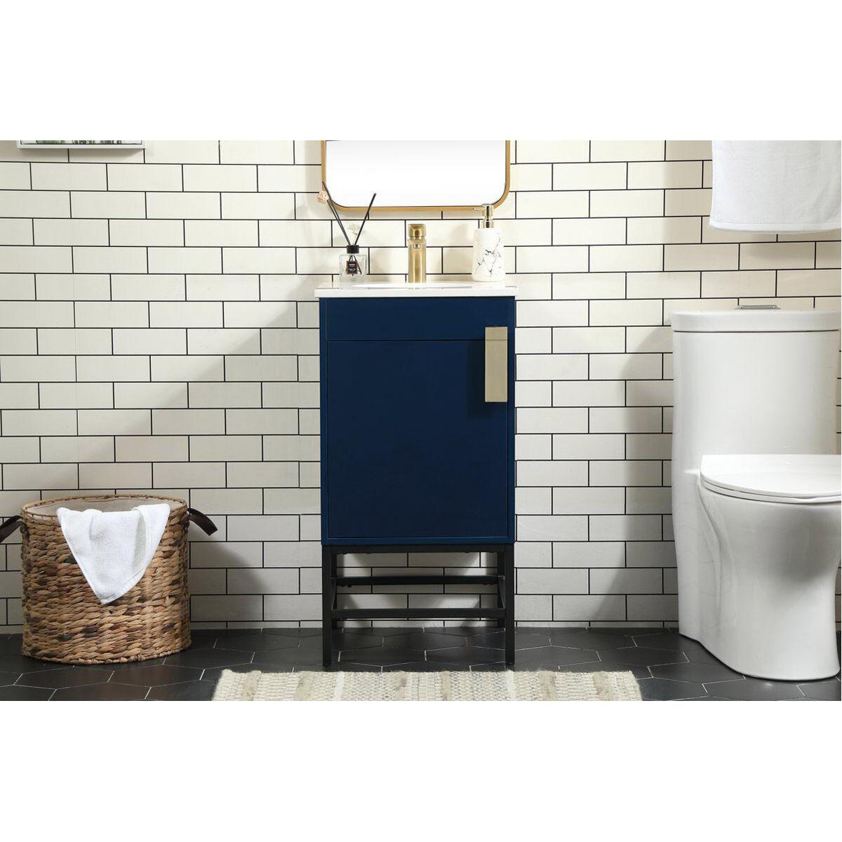 Eugene 19 X 18 X 33.5 inch Blue Vanity Sink Set