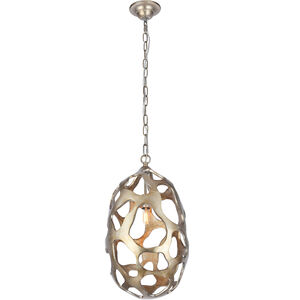 Bombay 1 Light 12 inch Gilded Silver Chandelier Ceiling Light, Urban Classic