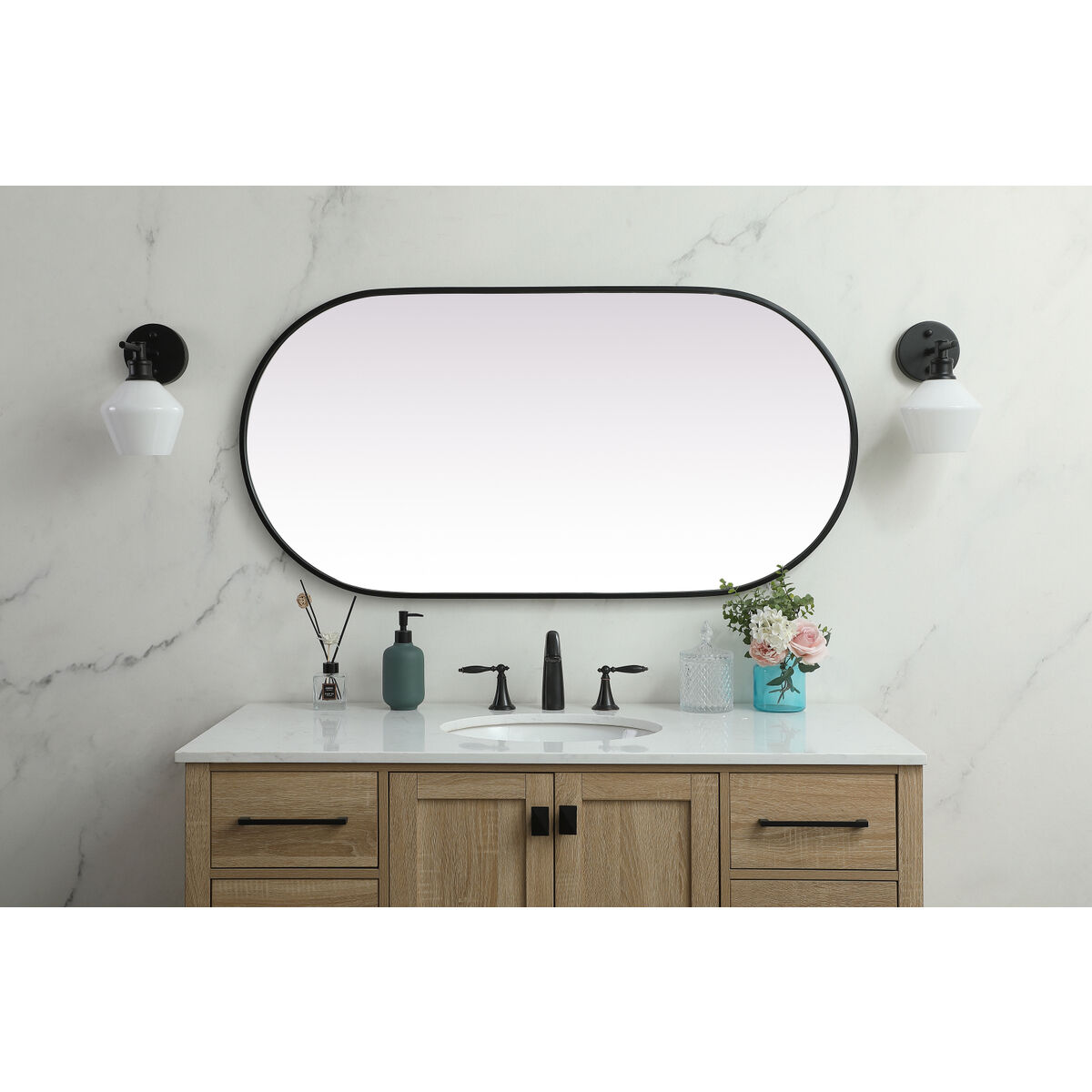 Asha 48 X 24 inch Black Mirror in 24 x 48