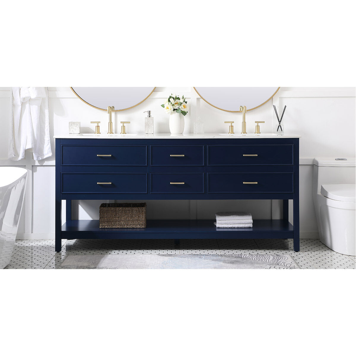 Sinclaire 72 X 22 X 34 inch Blue Vanity Sink Set