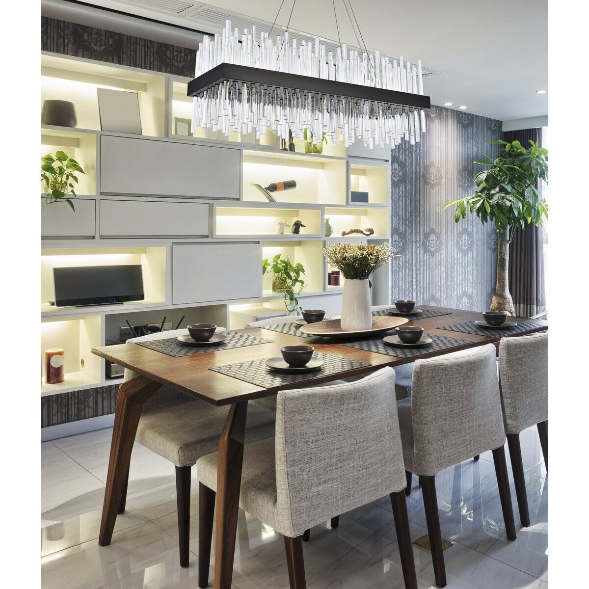 Dallas 20 Light 36 inch Black Linear Chandelier Ceiling Light 