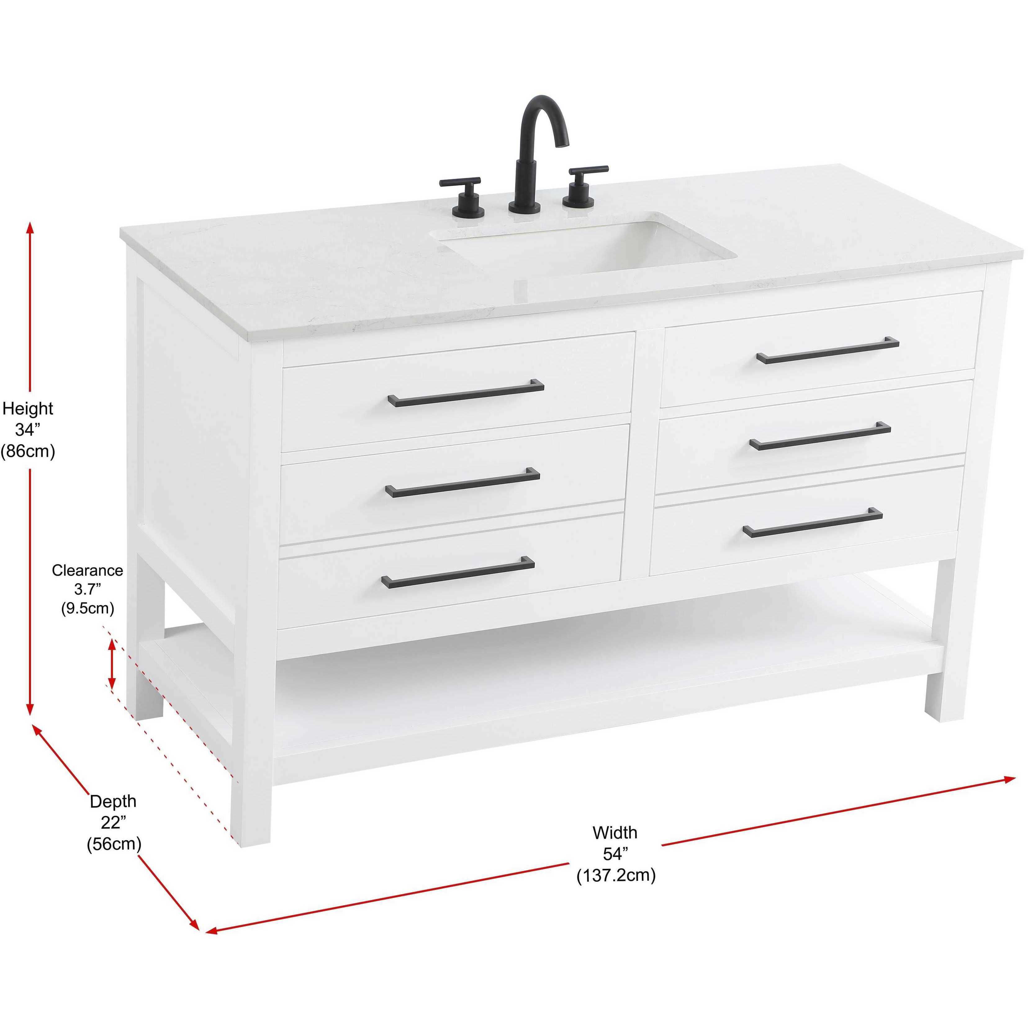 Karson 54 X 34 inch White Bathroom Vanity Cabinet