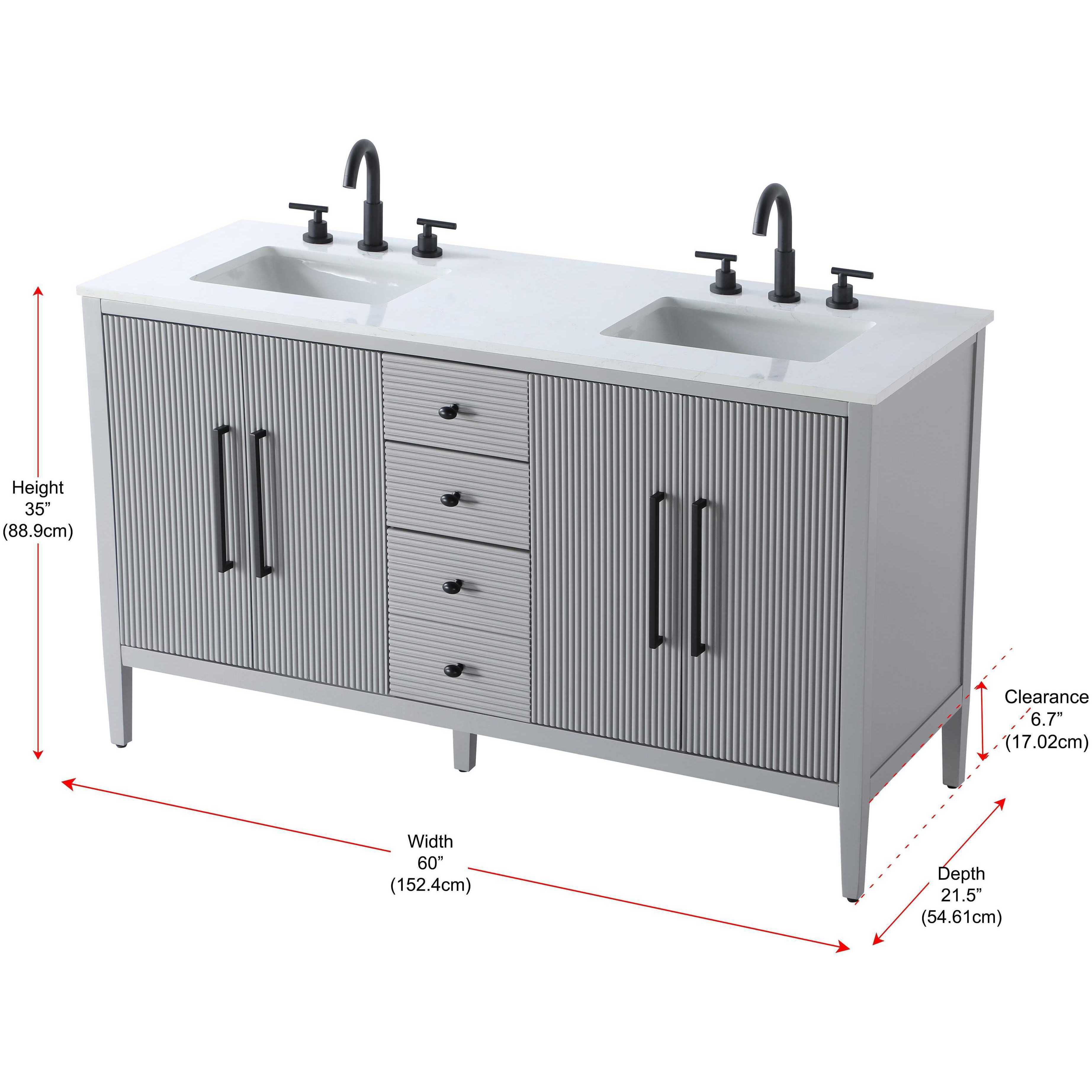 Blakely 60 X 34 inch Grey Bathroom Vanity Cabinet