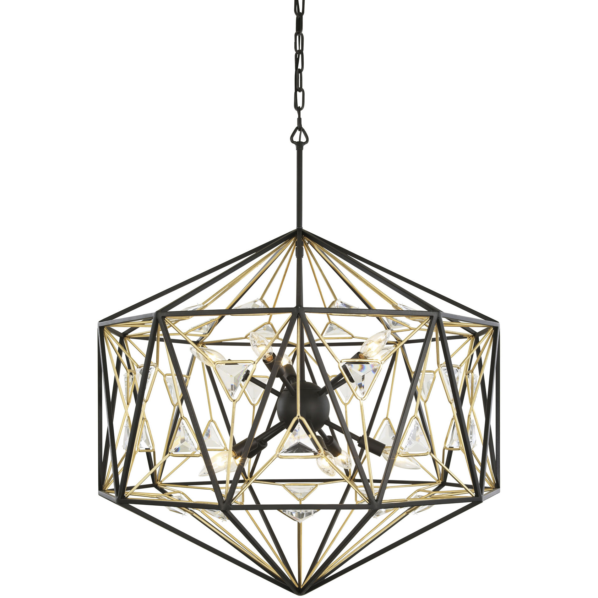 Marcia 10 Light 30 inch Matte Black and French Gold Pendant Ceiling Light