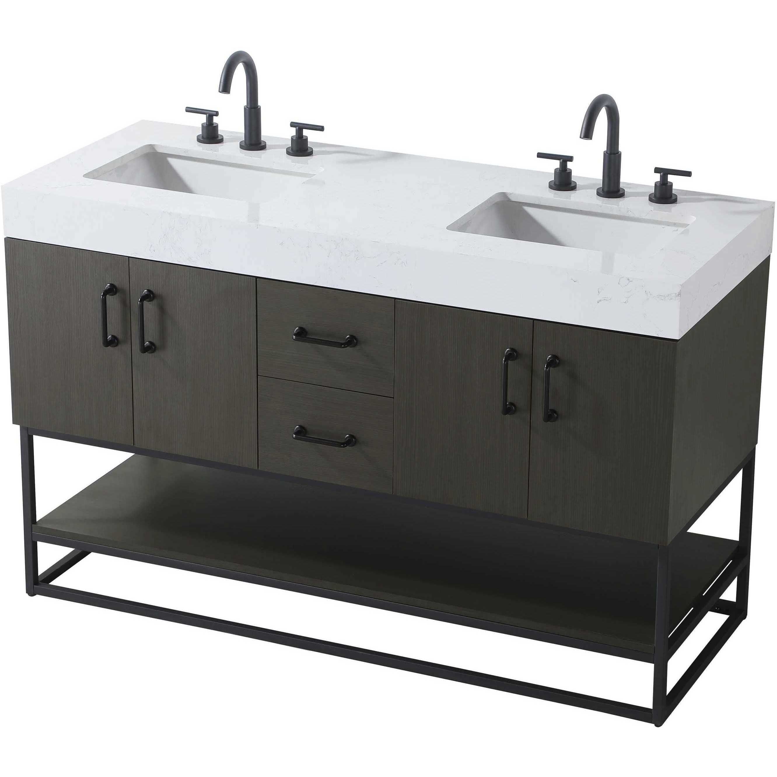 Caroline 54 X 34 inch Mocha Brown Bathroom Vanity Cabinet