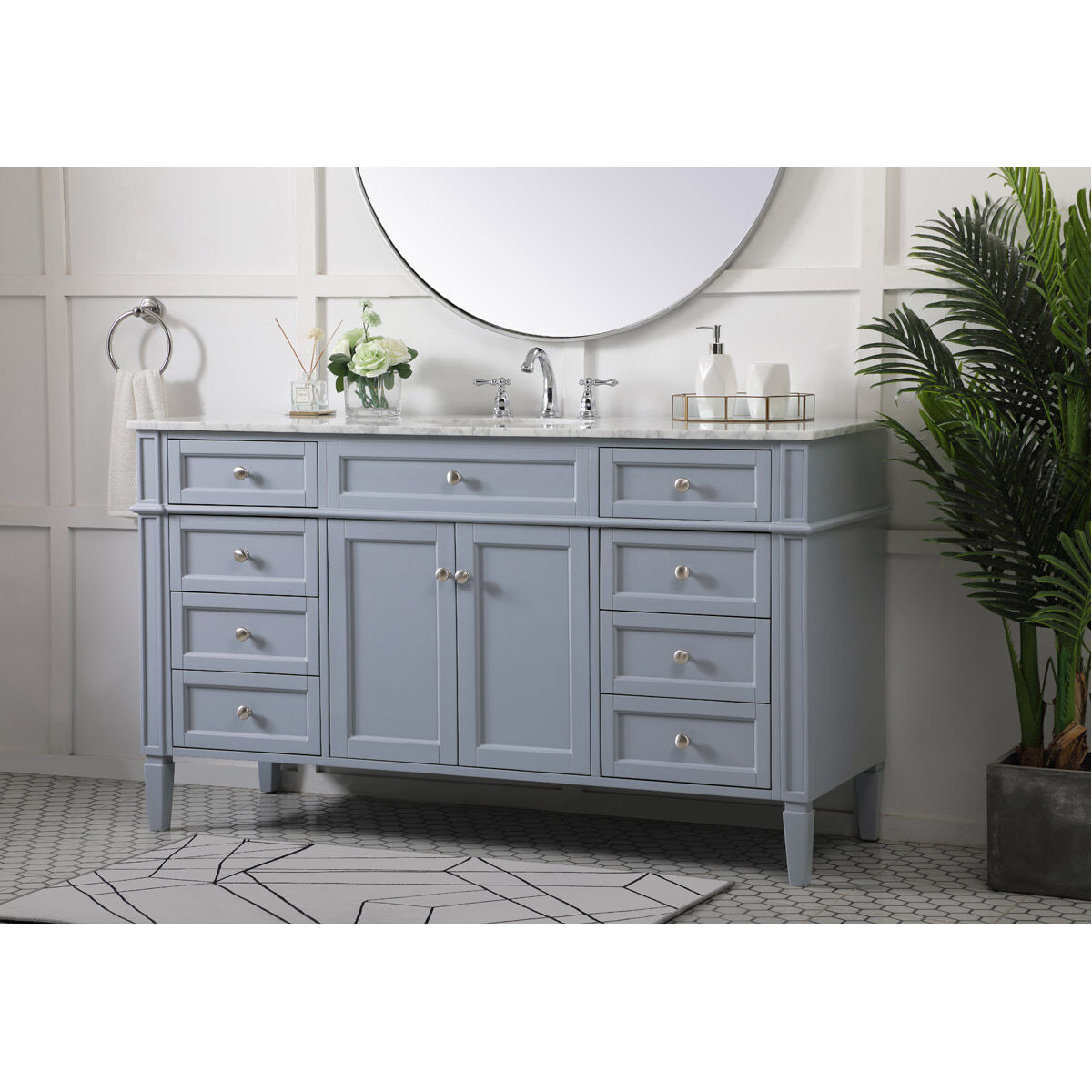 Park Avenue 60 X 22 X 35 inch Grey Vanity Sink Set