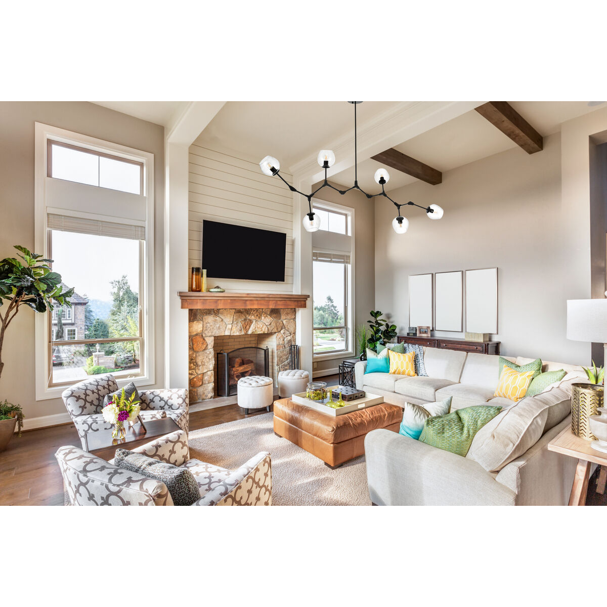 Cavoli 6 Light 27 inch Black Chandelier Ceiling Light