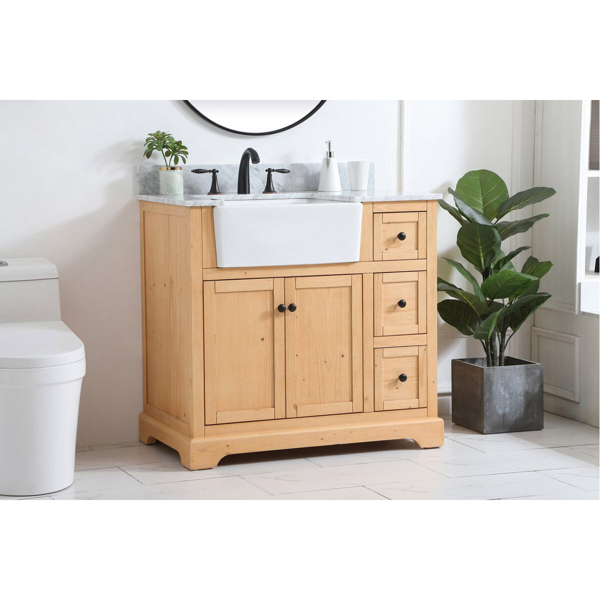 Franklin 36 X 22 X 35 inch Natural Wood Bathroom Vanity Cabinet