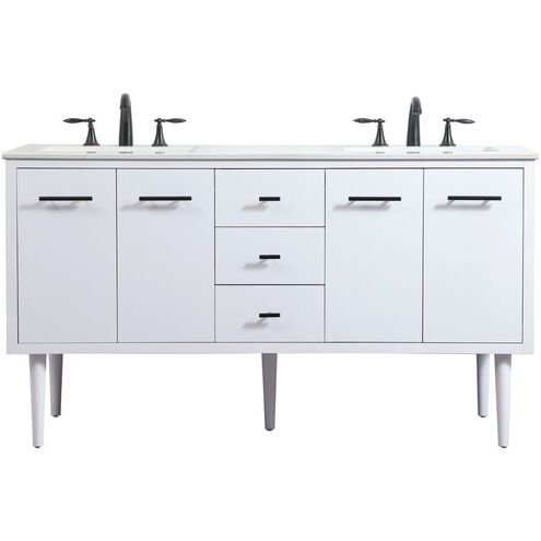 Cyrus 60 X 22 X 34 inch White Vanity Sink Set