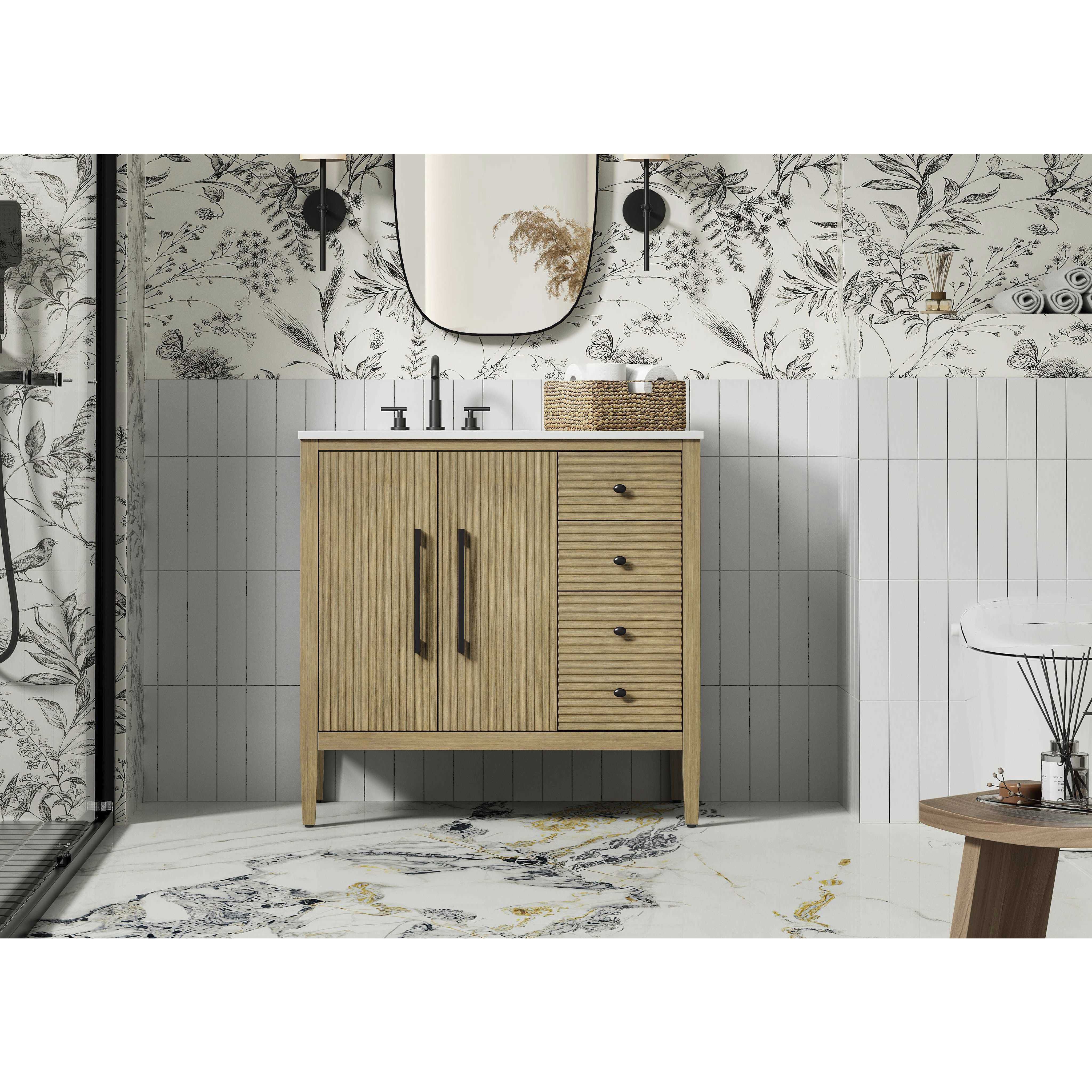 Blakely 36 X 34 inch Linen Oak Bathroom Vanity Cabinet