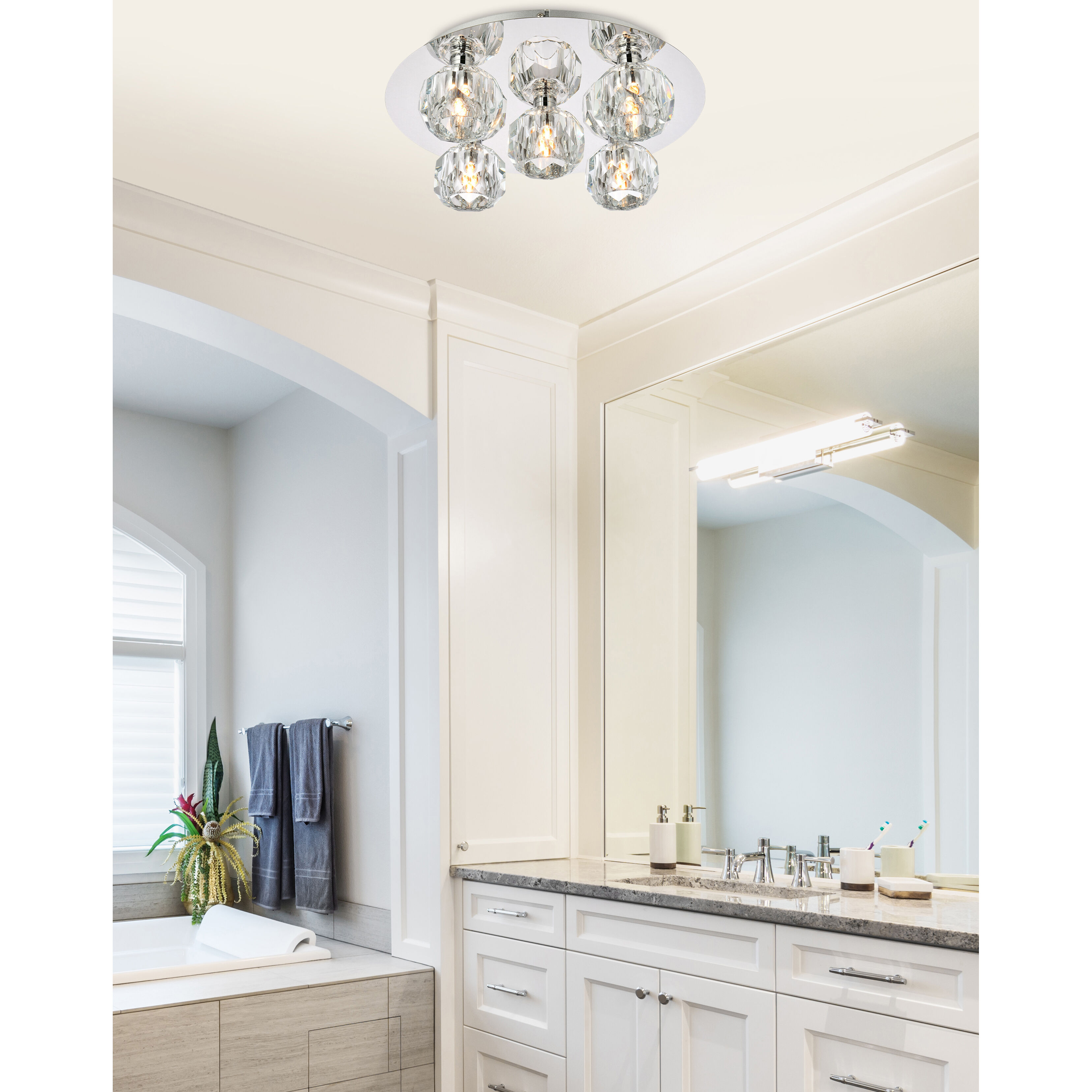 Graham 5 Light 16 inch Chrome Flush Mount Ceiling Light