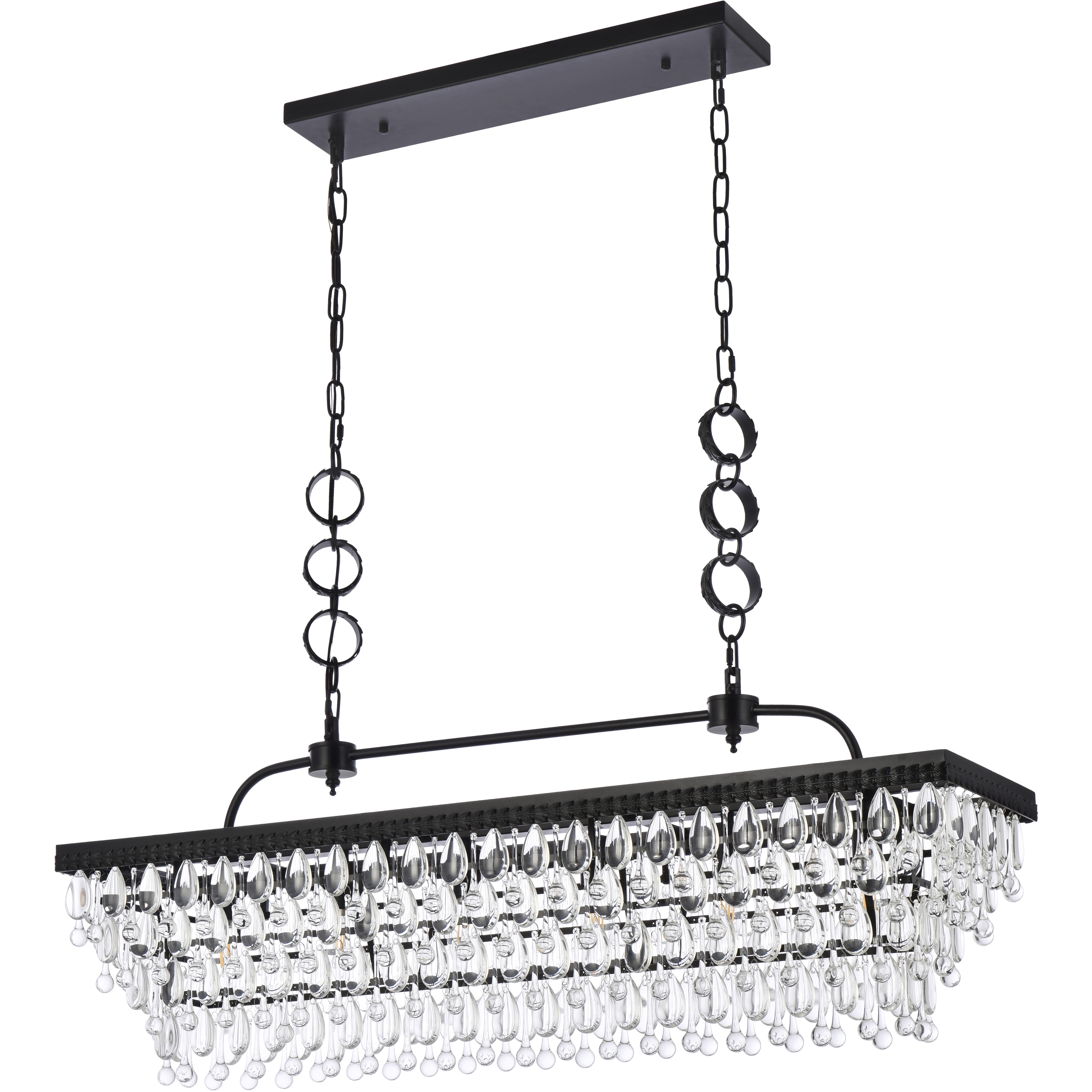 Nordic 6 Light 40 inch Black Linear Pendant Ceiling Light