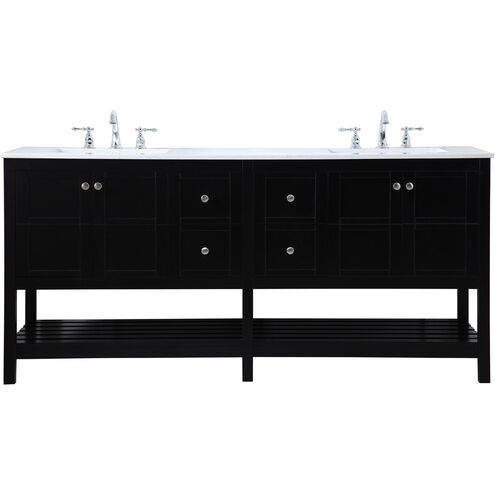 Theo 72 X 22 X 34 inch Black Vanity Sink Set
