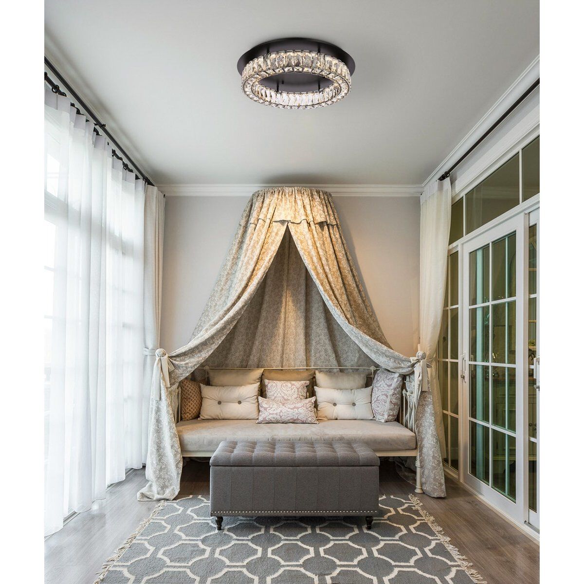 Monroe 1 Light 22 inch Black Flush Mount Ceiling Light