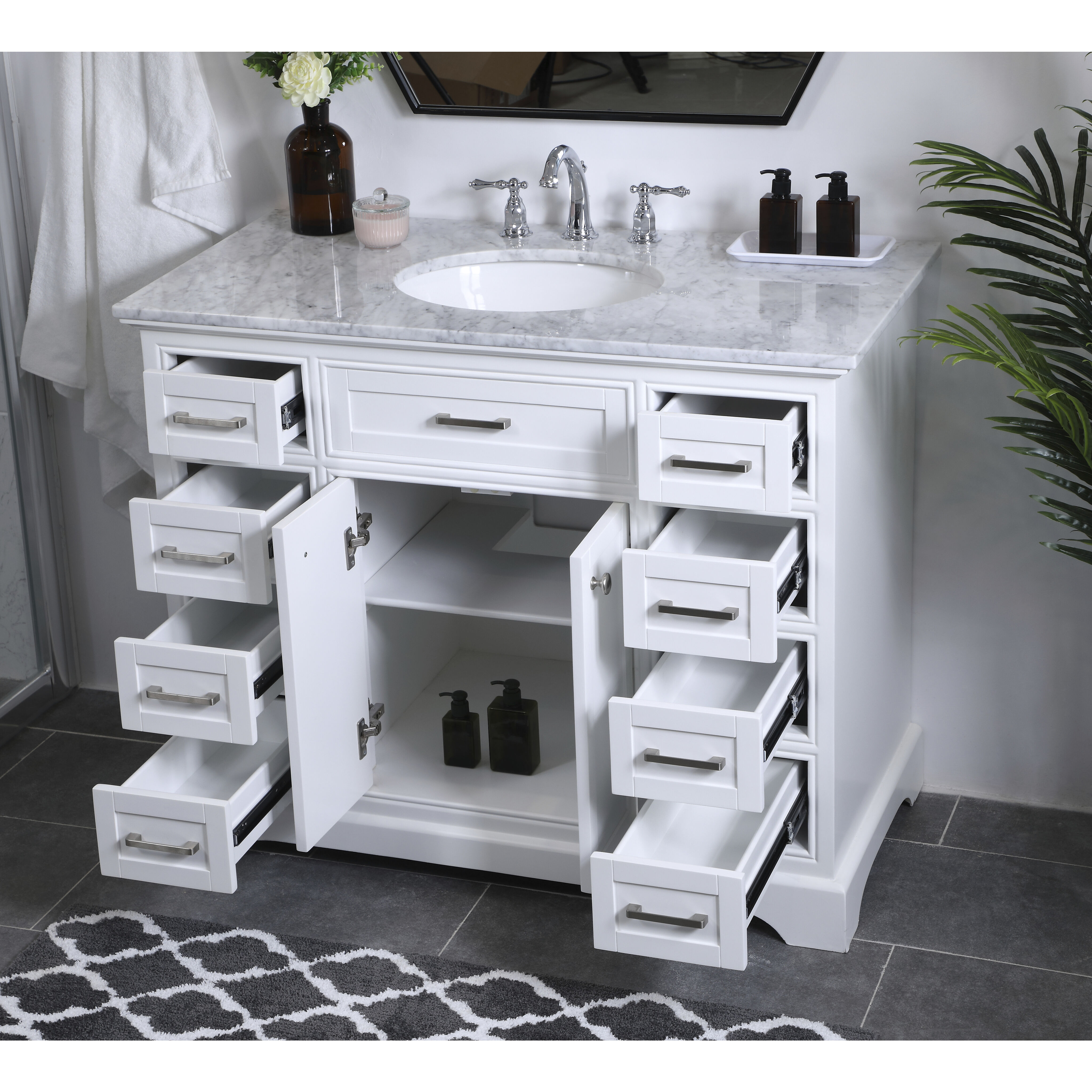 Americana 84 X 21.5 X 70 inch White Vanity Sink Set