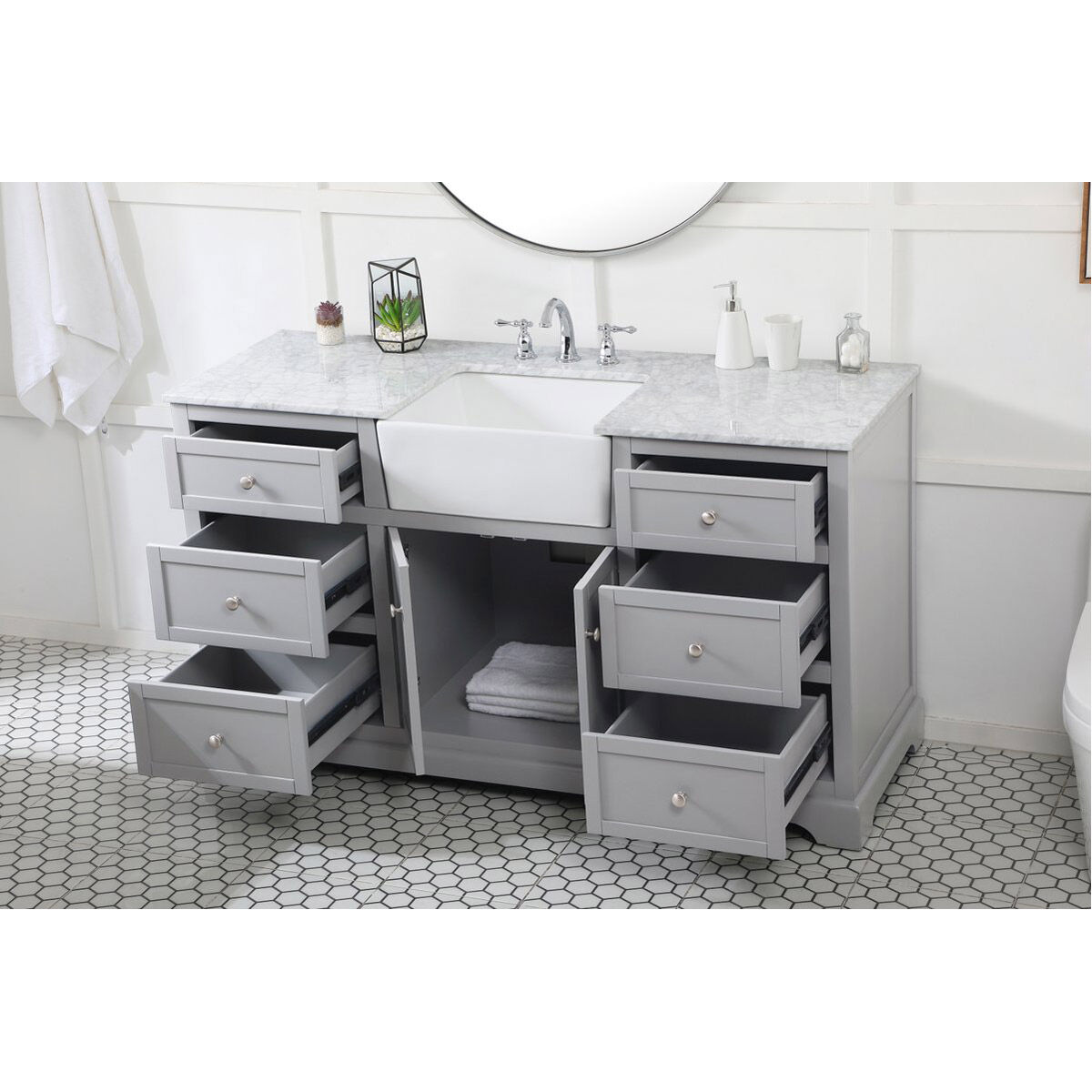 Franklin 60 X 22 X 34.75 inch Grey Bathroom Vanity Cabinet